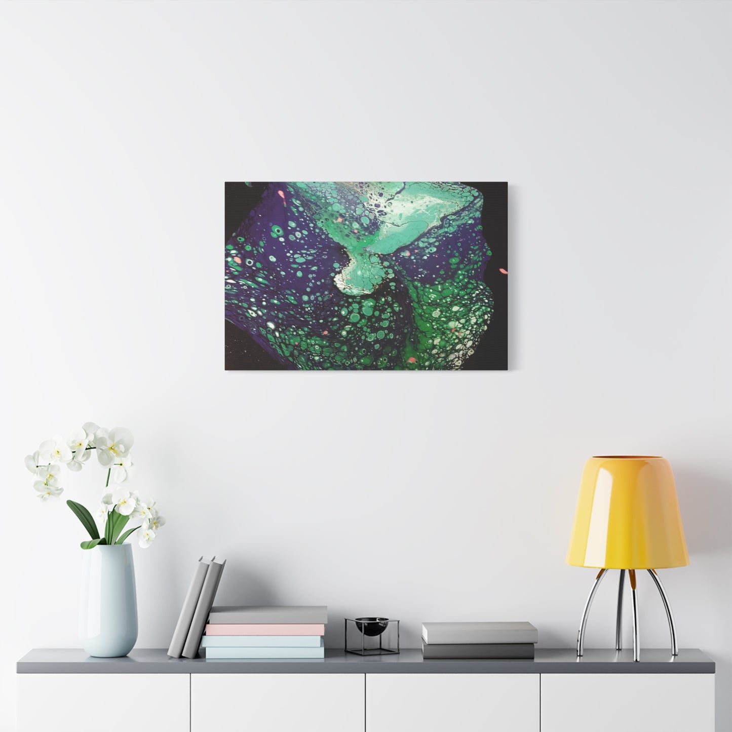 Abstract Green & Teal Fluid Art Canvas Print - Matte Stretched Wall Art