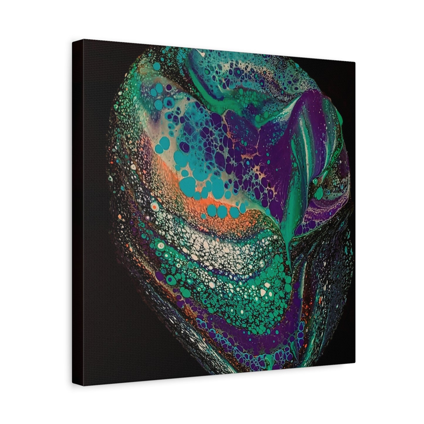 Abstract Fluid Art Canvas Print — Teal, Purple & Gold Swirl Matte Stretched Wall Art