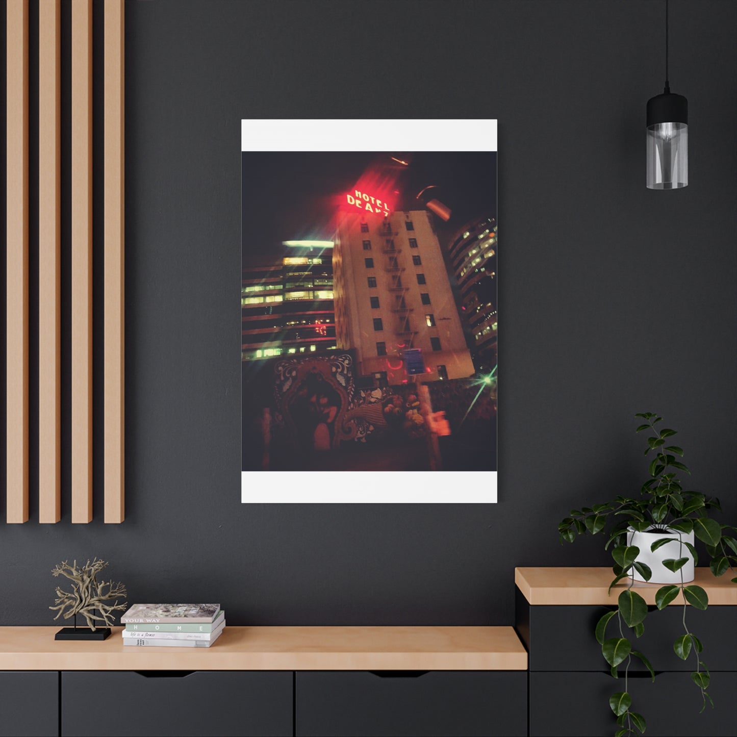 Hotel DeAnza - City Nightscape Canvas Print — Urban Street Art Building Matte Stretched 1.25"