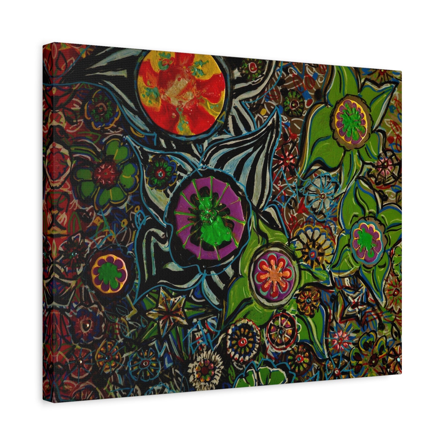 Urban_gardening-03 - Psychedelic Floral Canvas Print — Vibrant Abstract Garden Wall Art