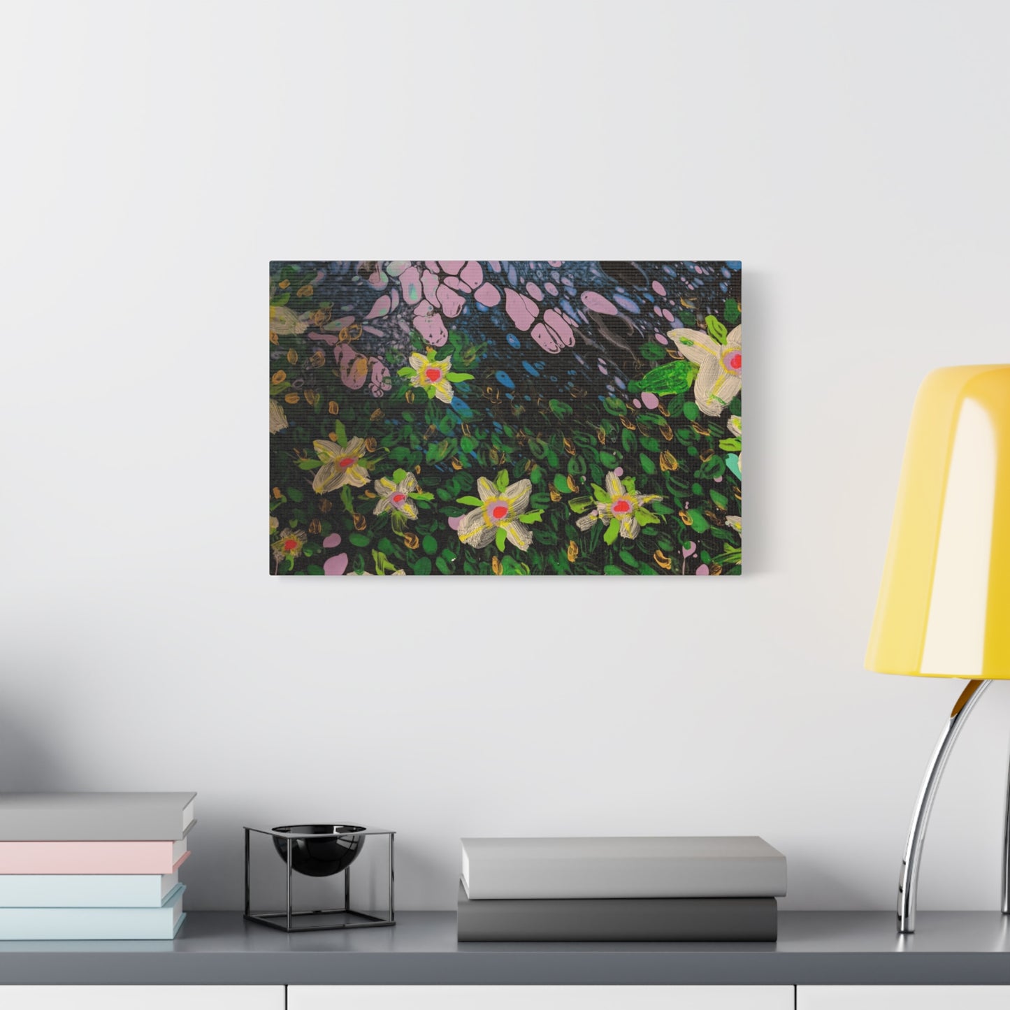 Floetrol&Flowers - Night Pour Garden Matte Canvas Print — Stretched Wall Art