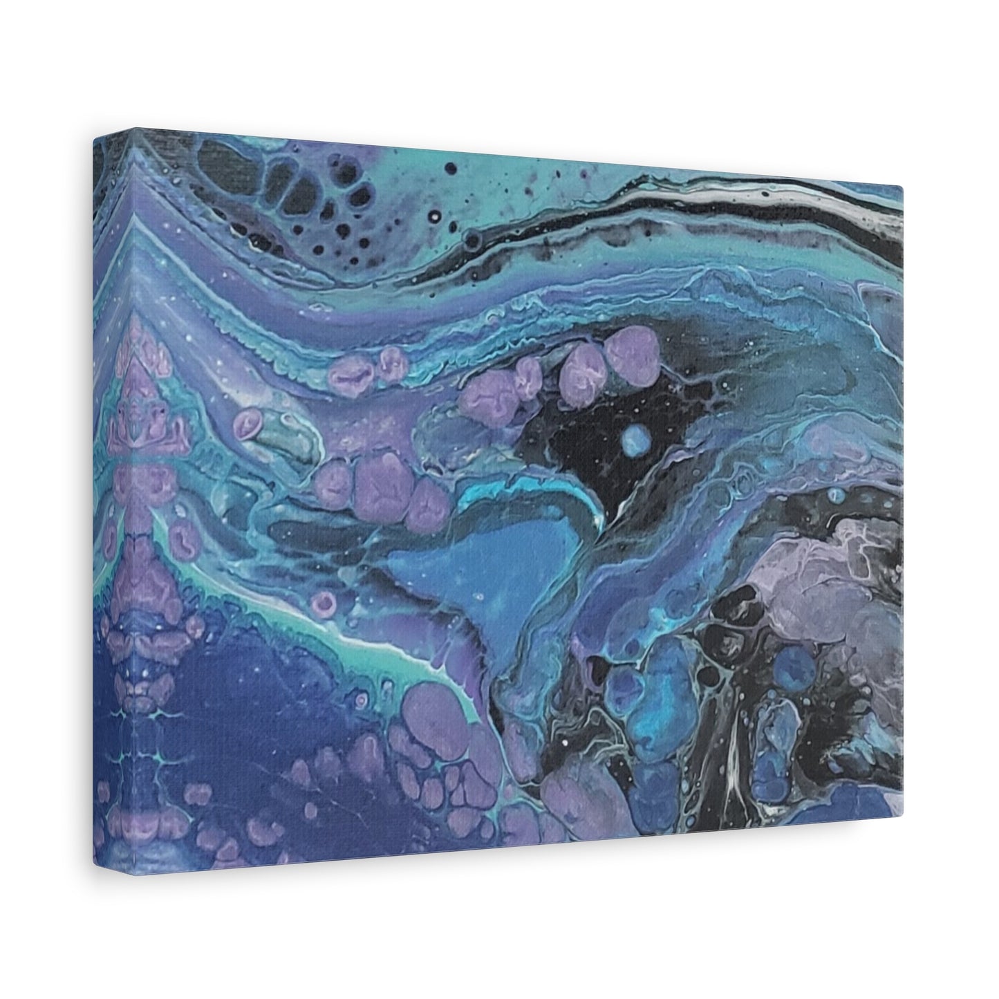 Abstract Ocean Wave Matte Canvas Print — Blue & Purple Fluid Art, Stretched 1.25"