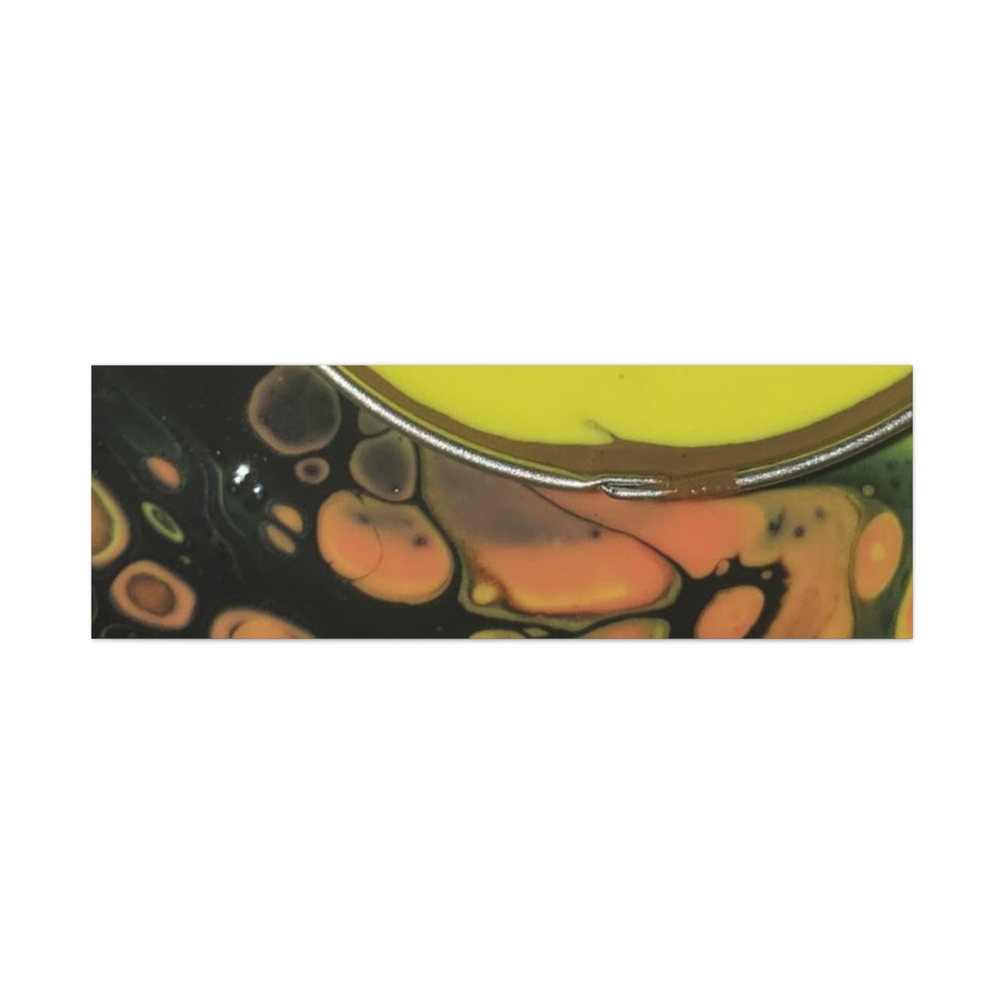 Abstract Fluid Art Canvas Print — Yellow & Black Cell Pour