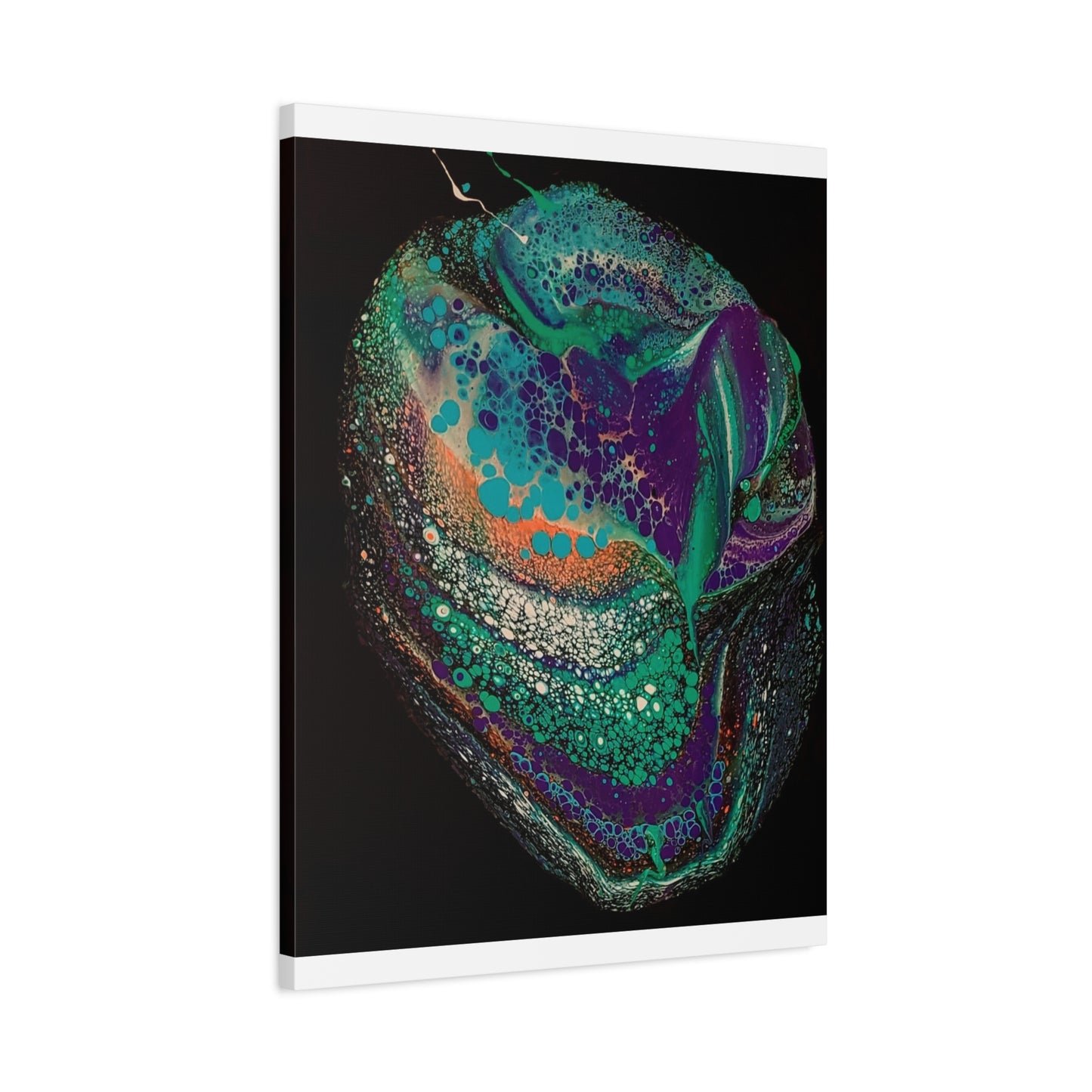 Abstract Fluid Art Canvas Print — Teal, Purple & Gold Swirl Matte Stretched Wall Art