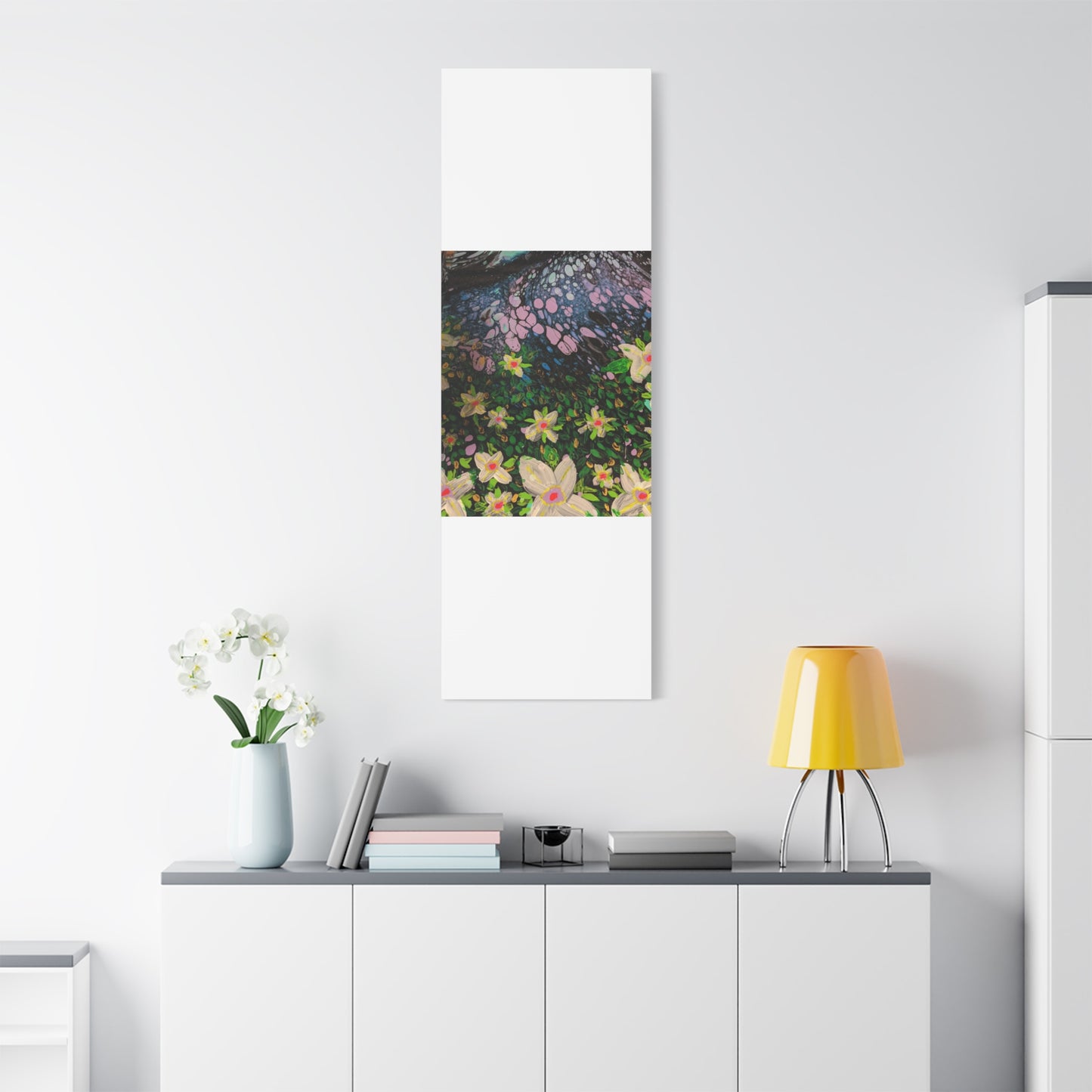 Floetrol&Flowers - Night Pour Garden Matte Canvas Print — Stretched Wall Art