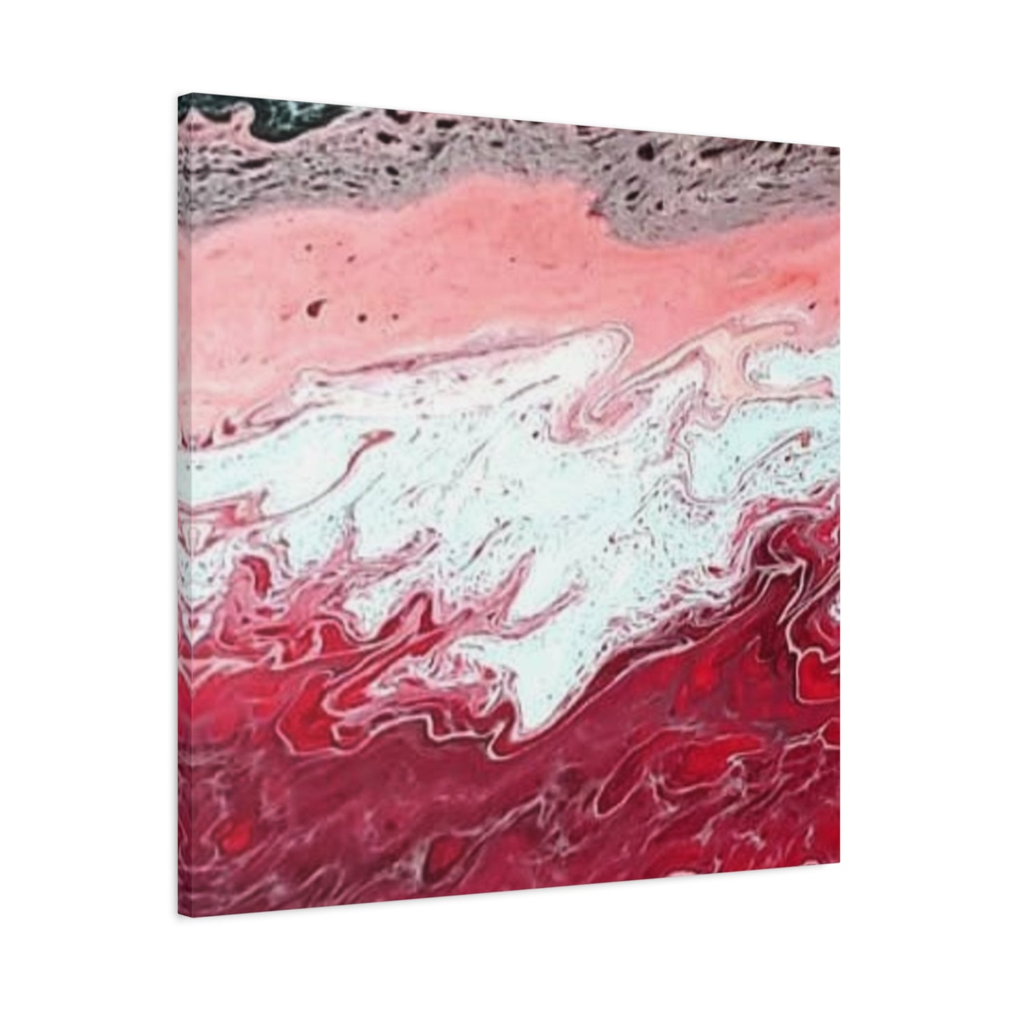 Abstract Pink & Red Fluid Art Canvas — Matte Stretched Wall Art