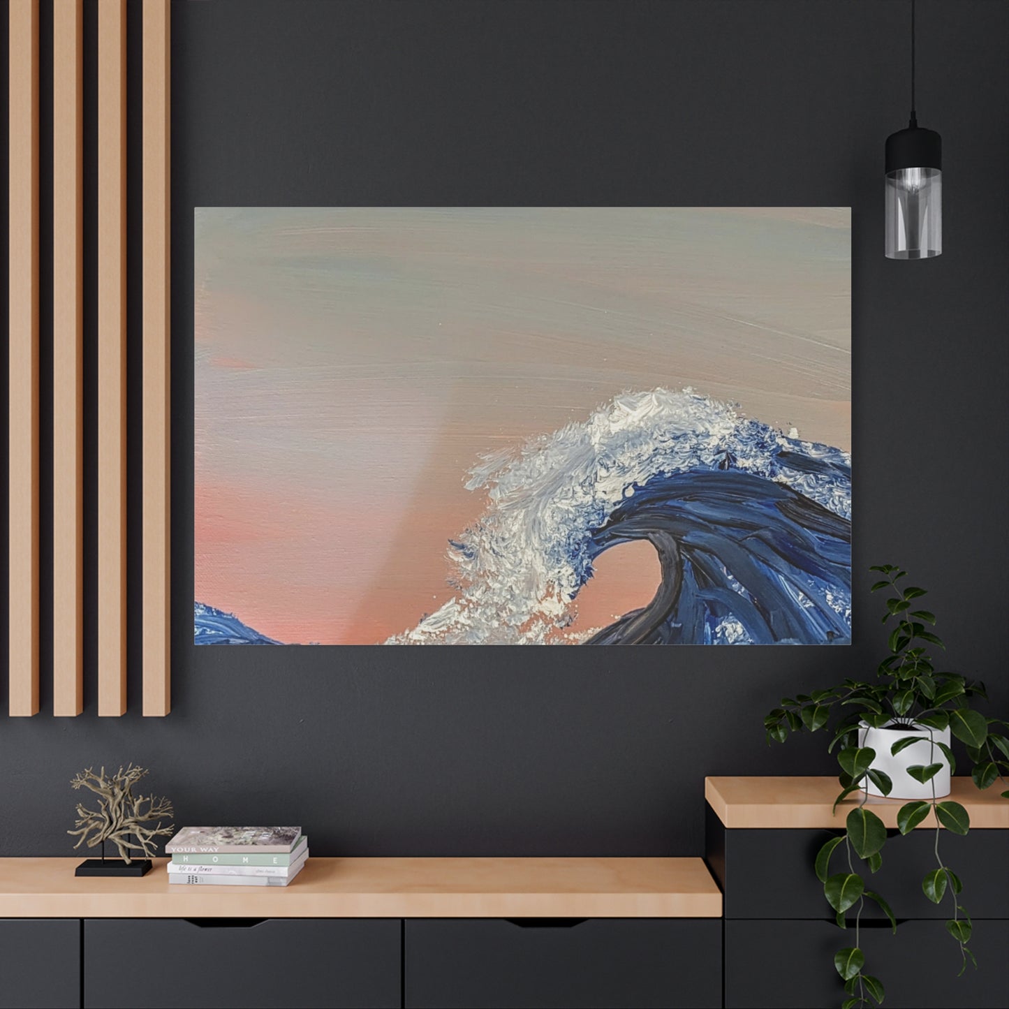 California_Coast - Ocean Wave Canvas Art — Blue Wave Seascape Matte Stretched Canvas