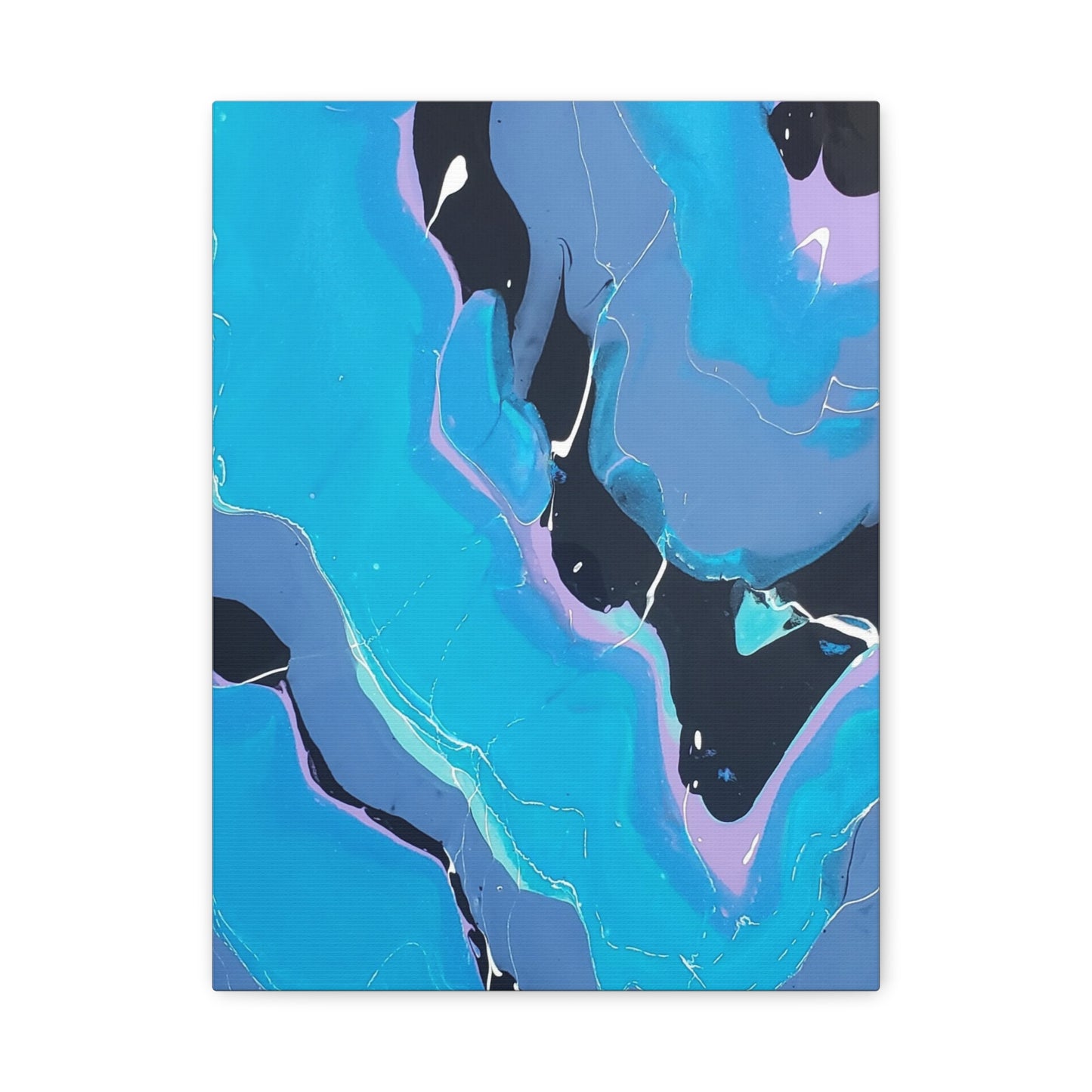 Abstract Blue Fluid Art Canvas Print — Matte Stretched Wall Art 1.25"