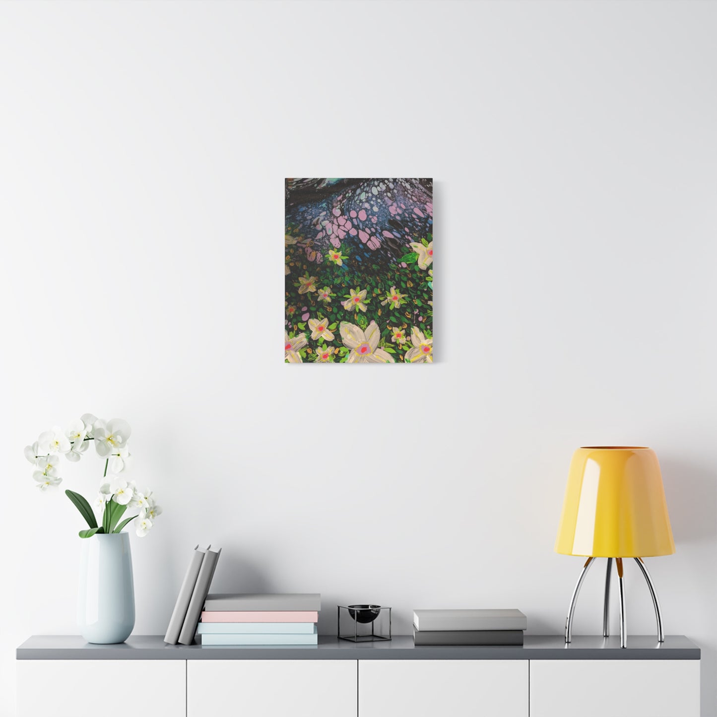 Floetrol&Flowers - Night Pour Garden Matte Canvas Print — Stretched Wall Art