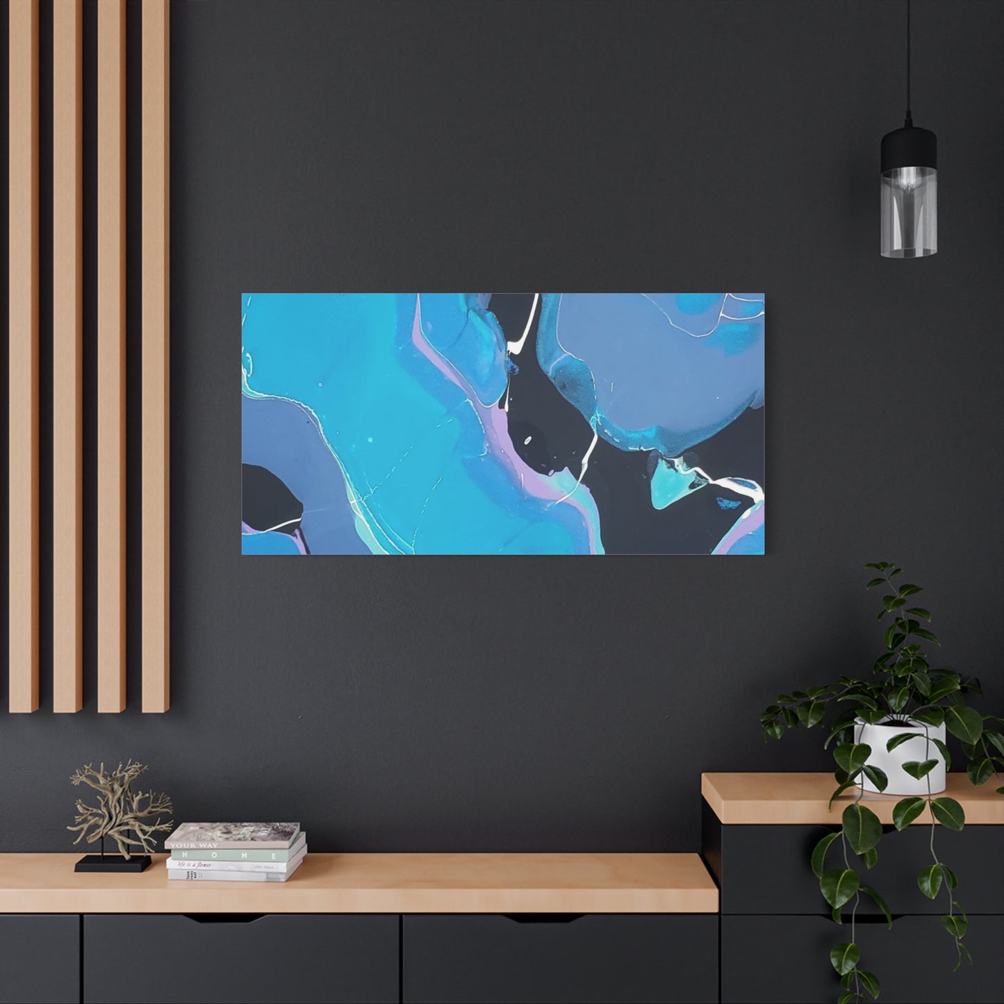Abstract Blue Fluid Art Canvas Print — Matte Stretched Wall Art 1.25"