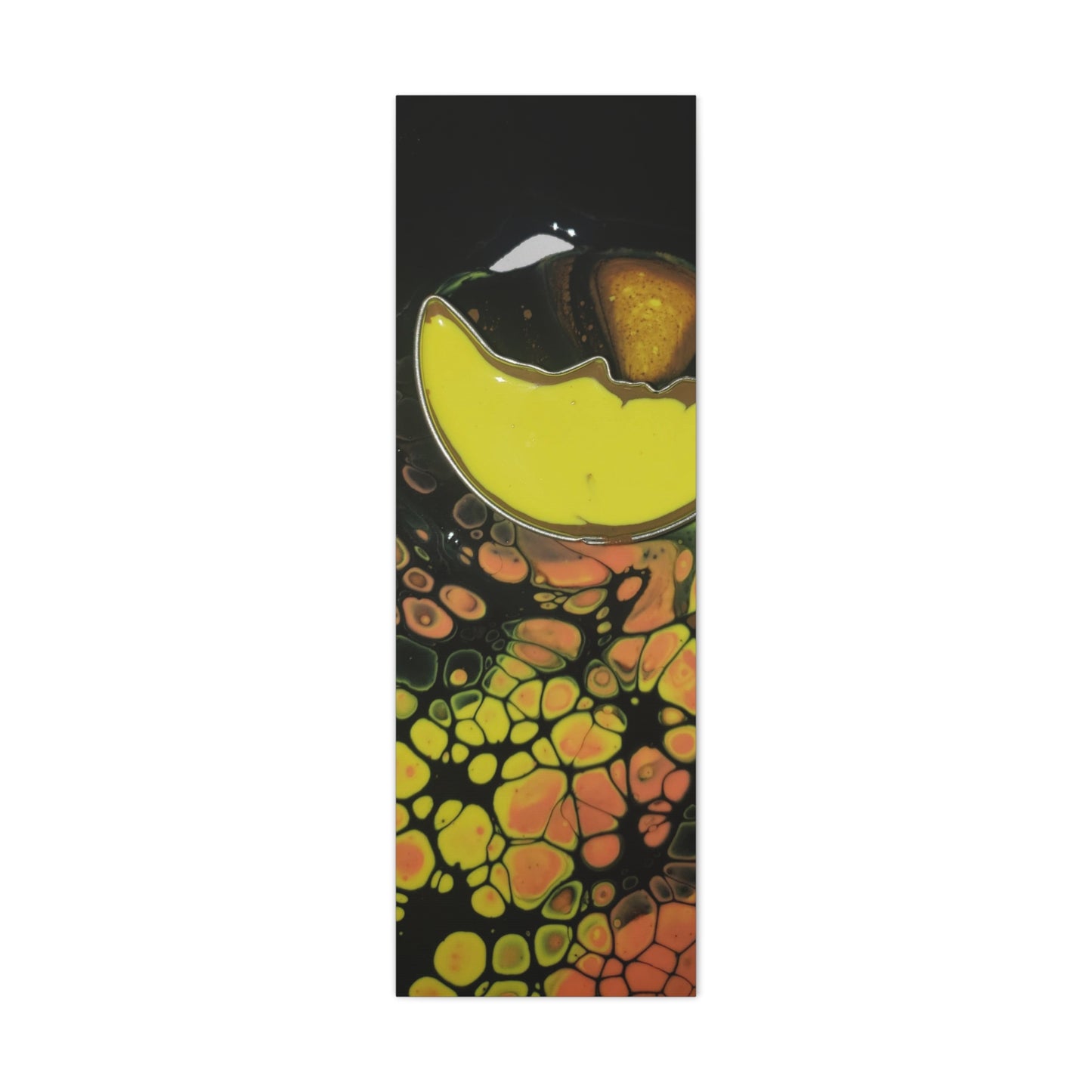 Abstract Fluid Art Canvas Print — Yellow & Black Cell Pour