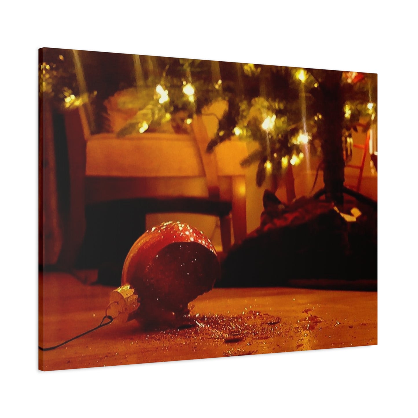 Christmas Tree Ornament Photo Canvas – Cozy Holiday Still Life Wall Art