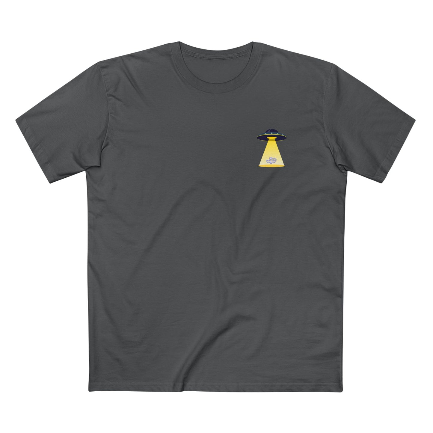 UFO Chest Pocket Tee — Retro Rocket Back Graphic Shirt
