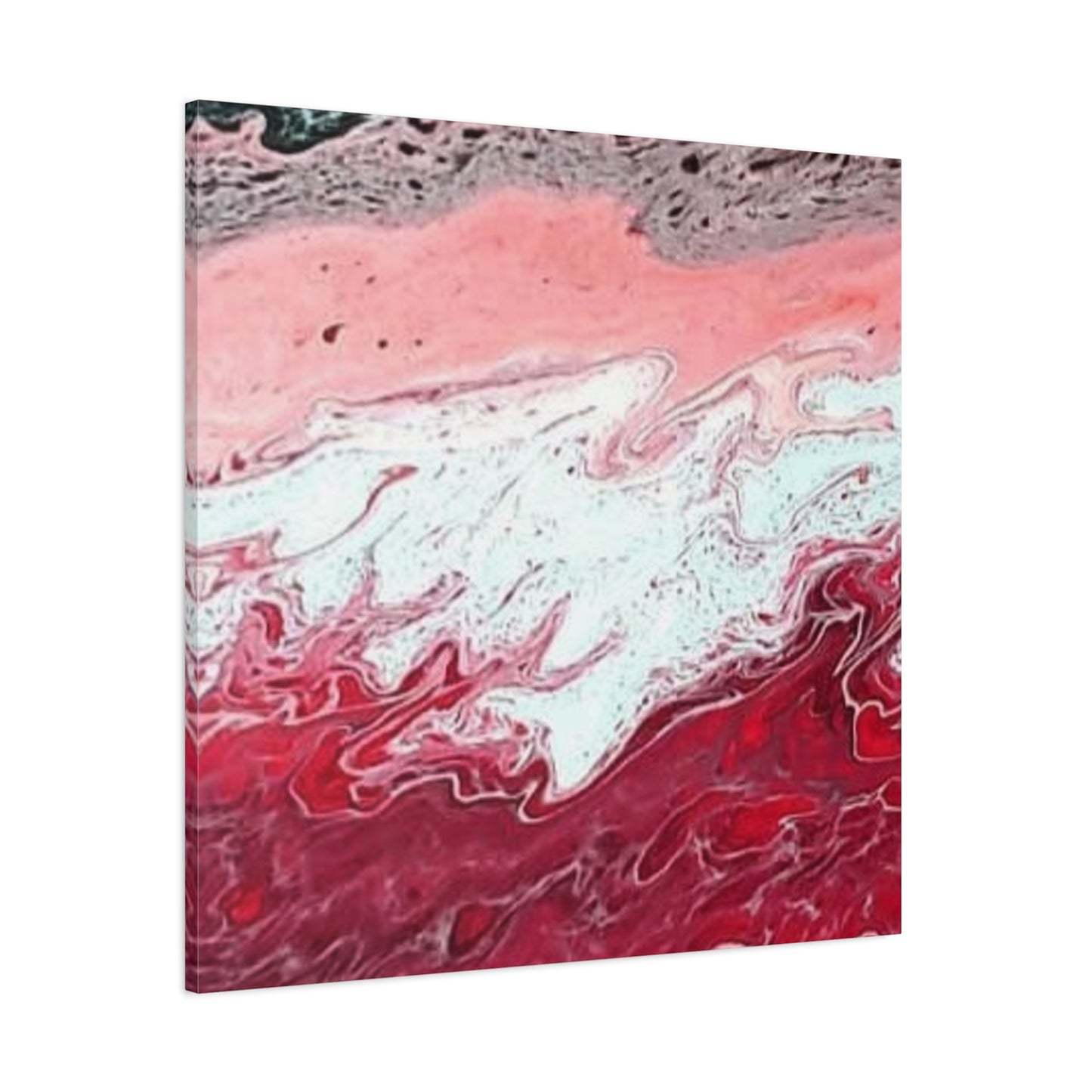Abstract Pink & Red Fluid Art Canvas — Matte Stretched Wall Art