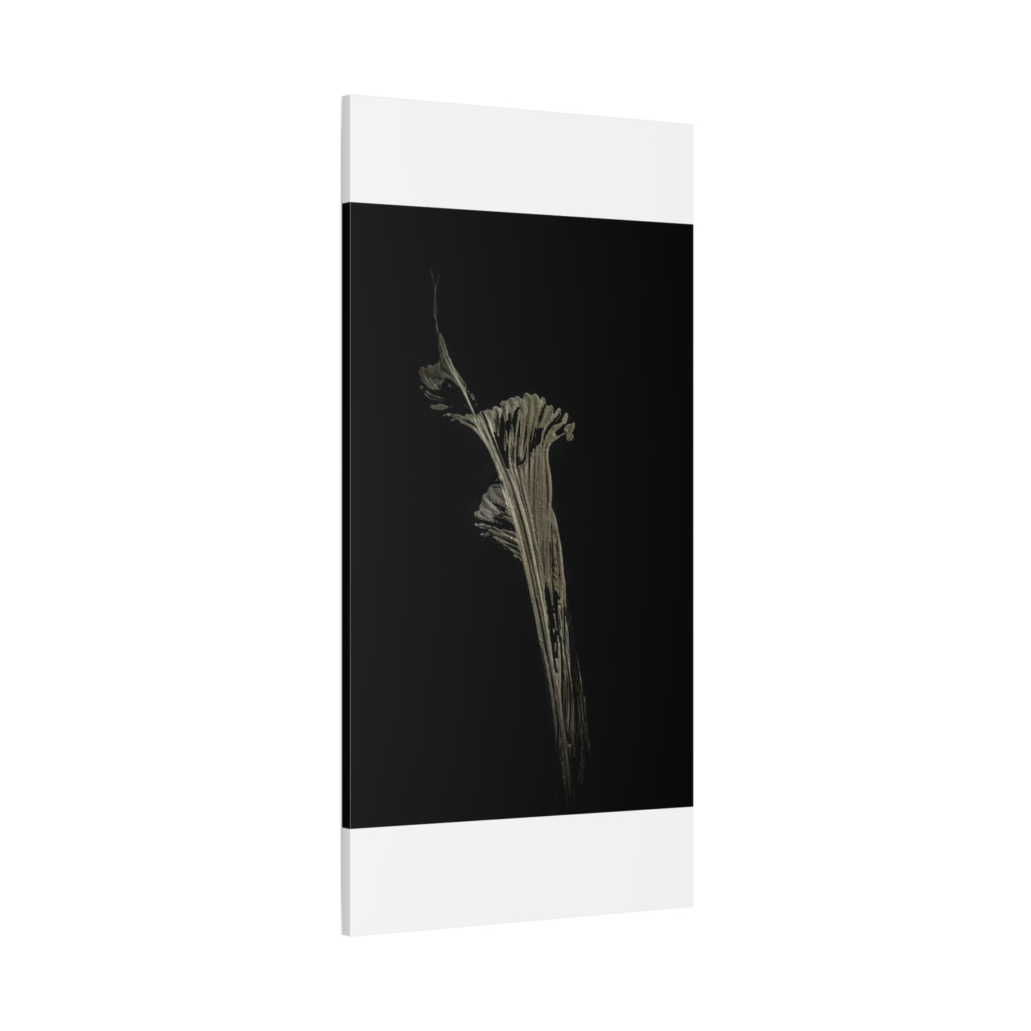 Calla Lilly - Minimalist Botanical Canvas Print — Monochrome Flower Art on Black Matte