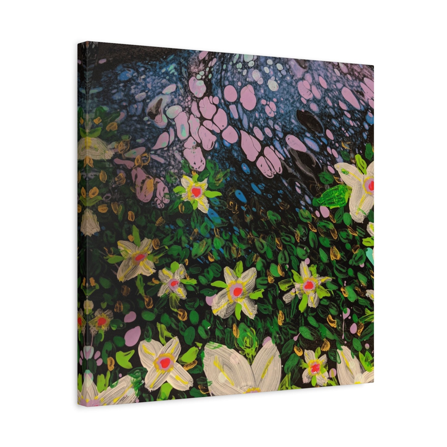 Floetrol&Flowers - Night Pour Garden Matte Canvas Print — Stretched Wall Art