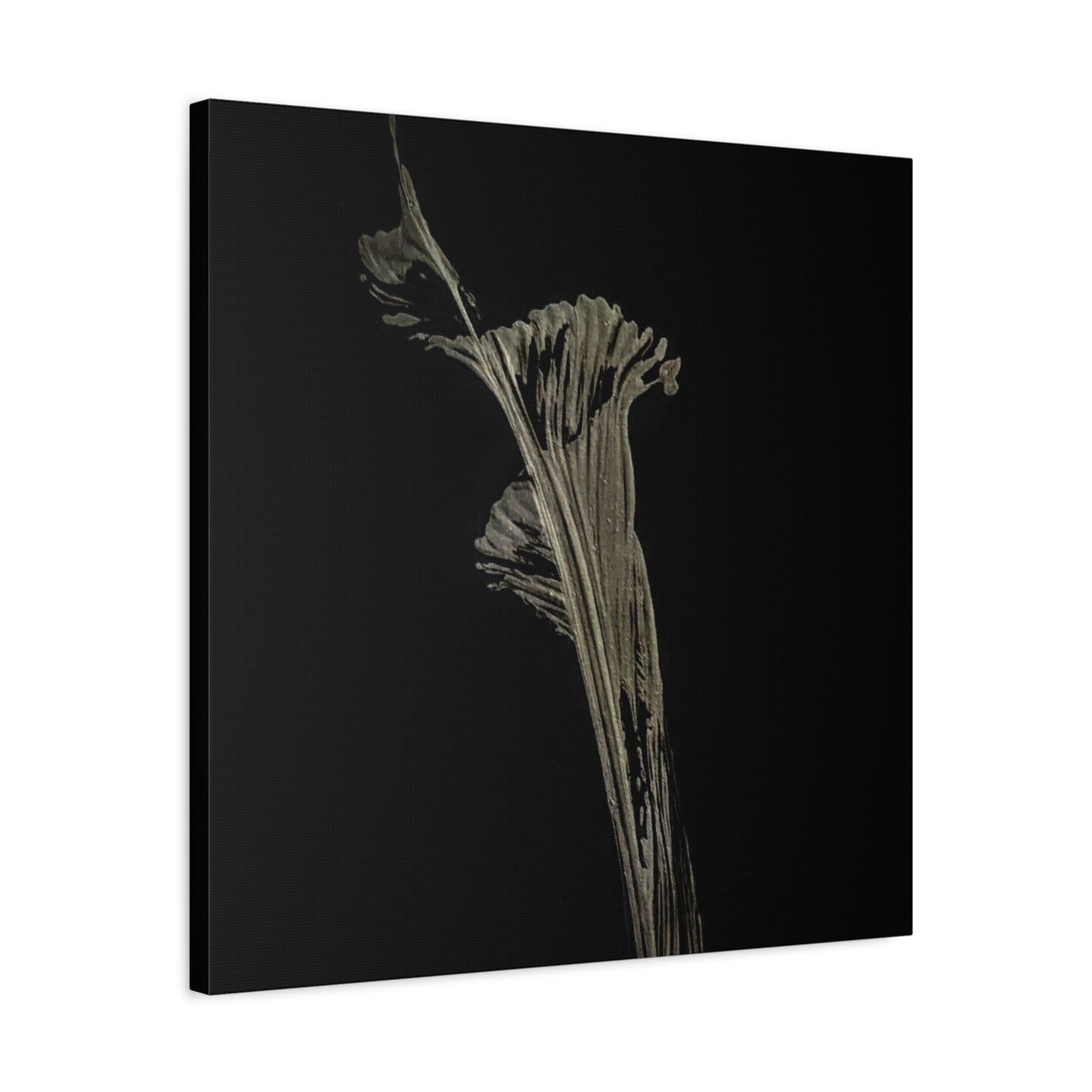Calla Lilly - Minimalist Botanical Canvas Print — Monochrome Flower Art on Black Matte