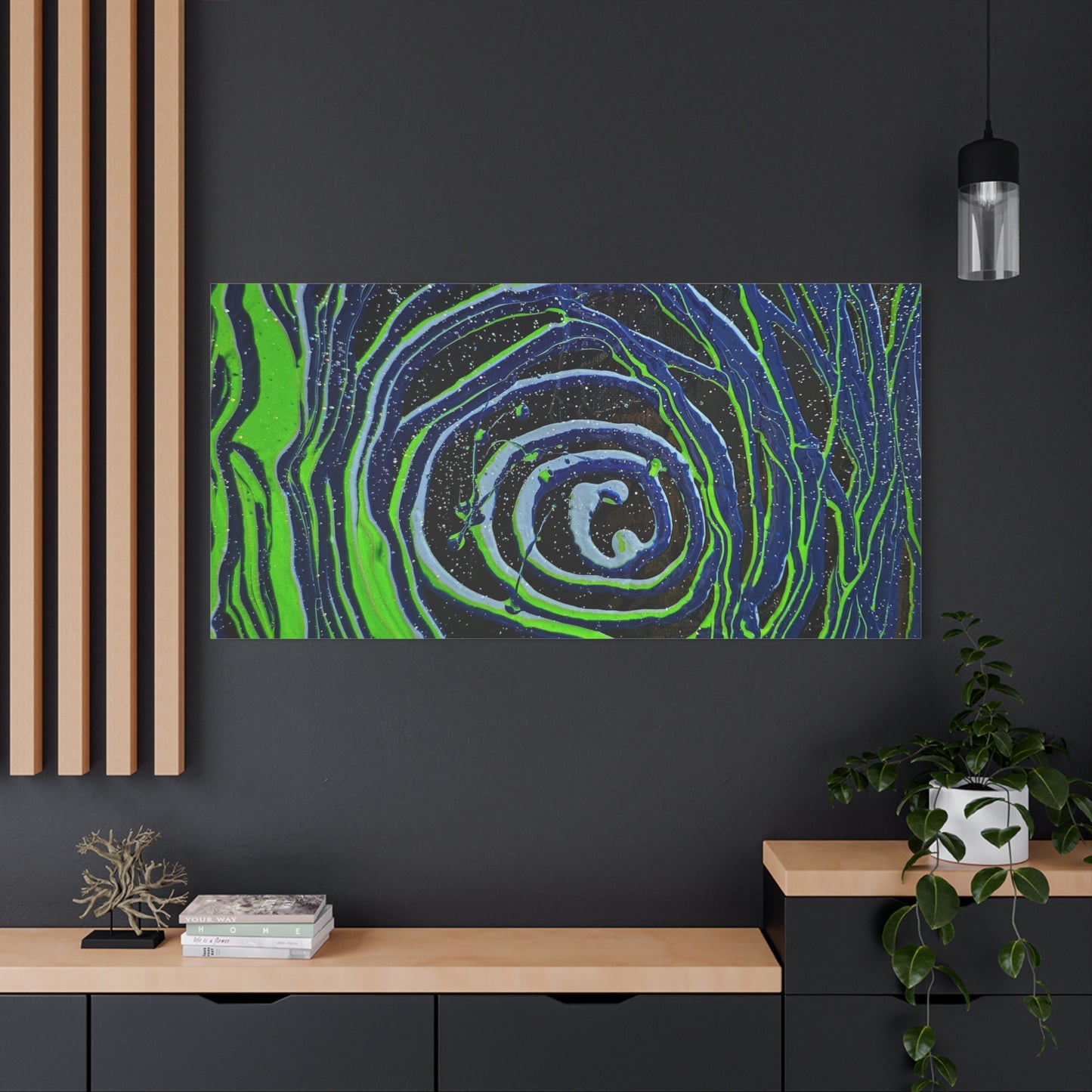 Abstract Green Swirl Matte Canvas Art — Stretched 1.25" Wall Décor