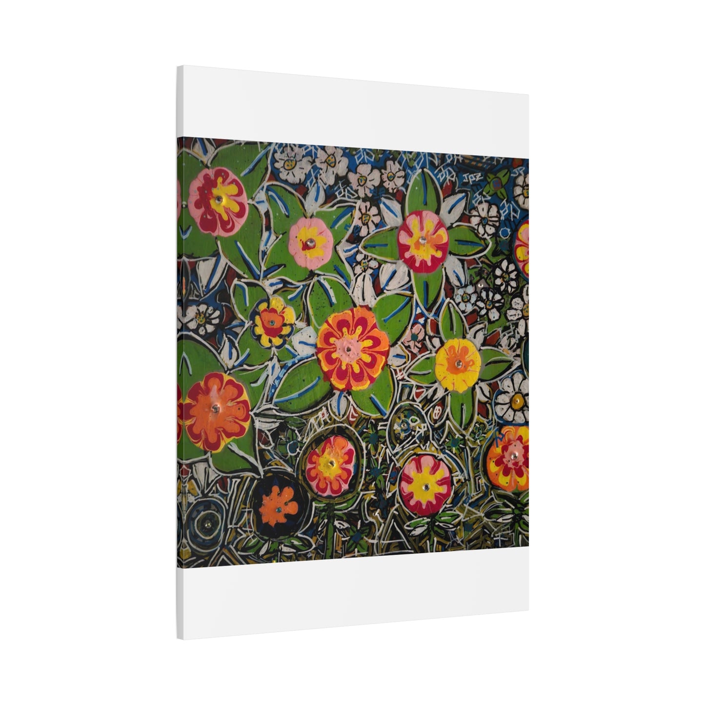 Urban_gardening-04 - Floral Pop Matte Stretched Canvas – Colorful Hand-Painted Garden Wall Art