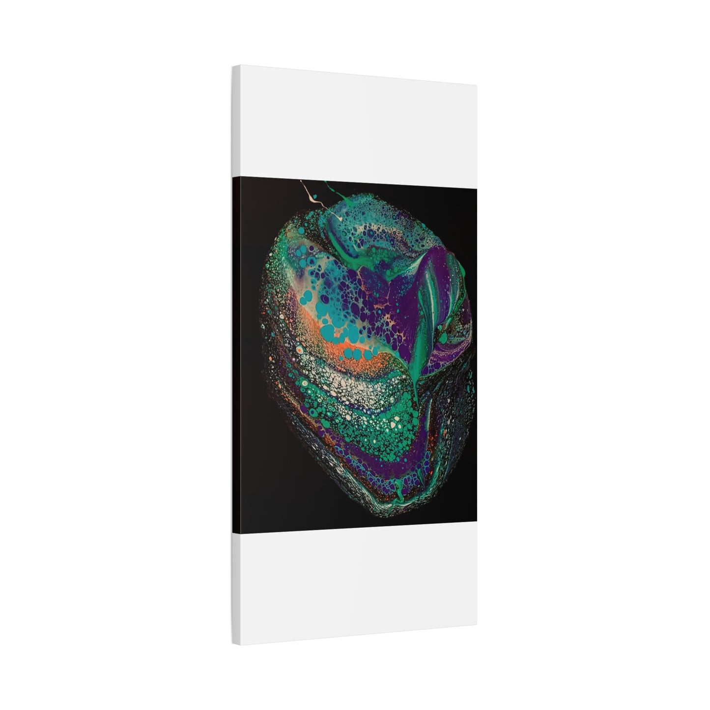 Abstract Fluid Art Canvas Print — Teal, Purple & Gold Swirl Matte Stretched Wall Art