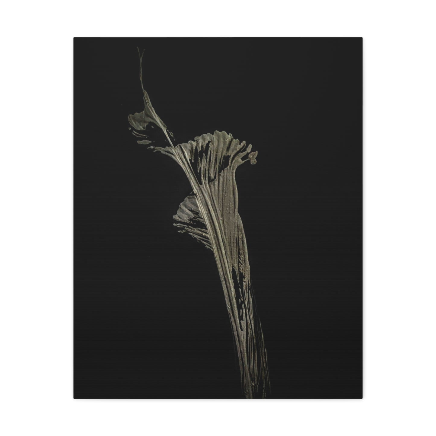Calla Lilly - Minimalist Botanical Canvas Print — Monochrome Flower Art on Black Matte