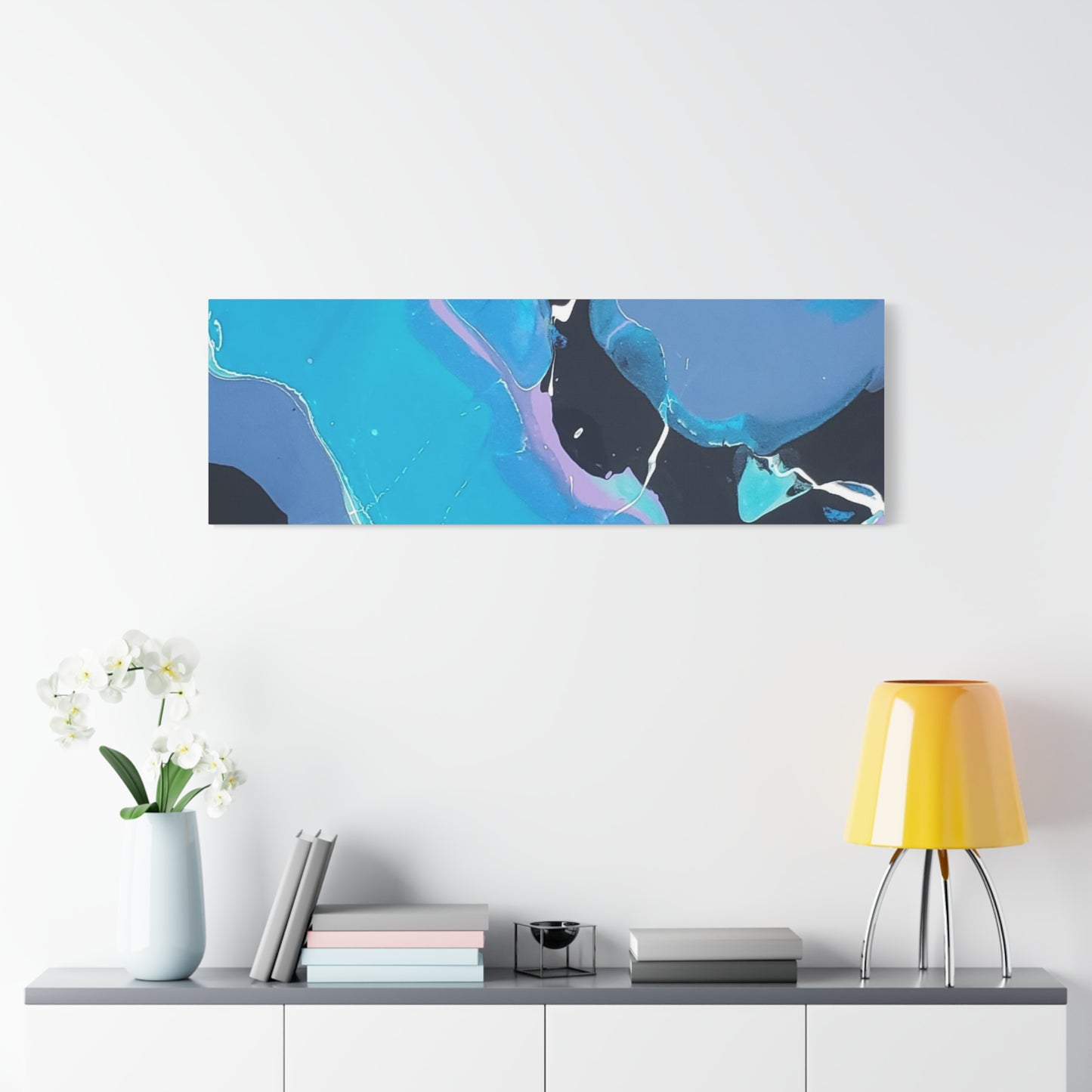 Abstract Blue Fluid Art Canvas Print — Matte Stretched Wall Art 1.25"
