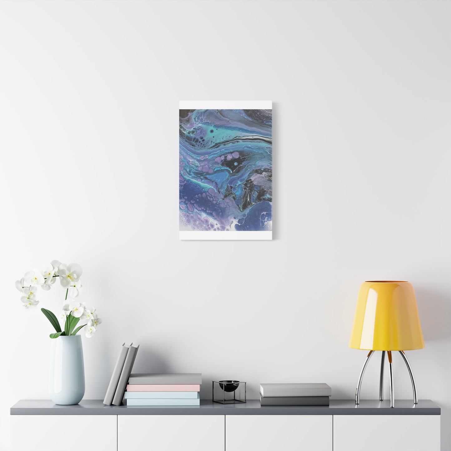 Abstract Ocean Wave Matte Canvas Print — Blue & Purple Fluid Art, Stretched 1.25"