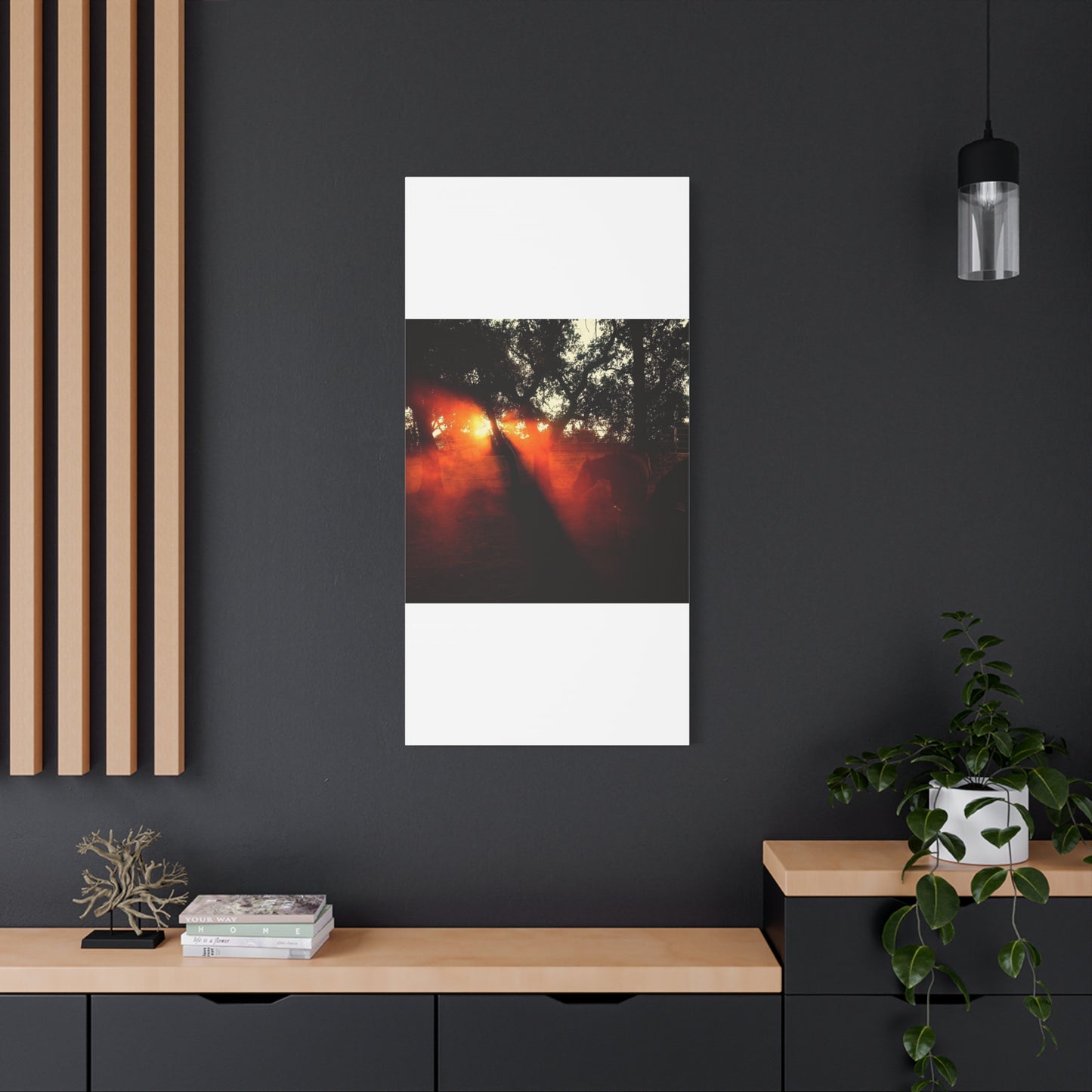 Sunset Forest Matte Canvas Wall Art — Dramatic Orange Light Photography