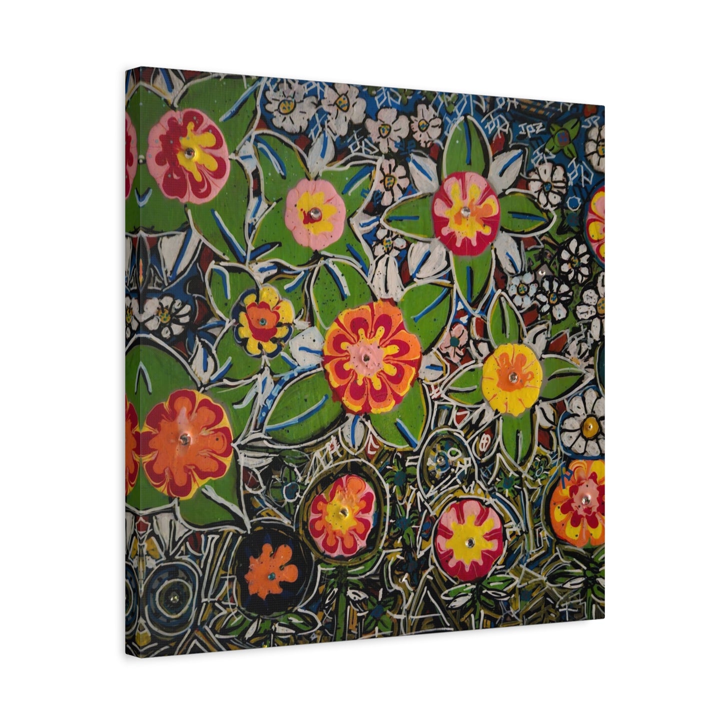 Urban_gardening-04 - Floral Pop Matte Stretched Canvas – Colorful Hand-Painted Garden Wall Art