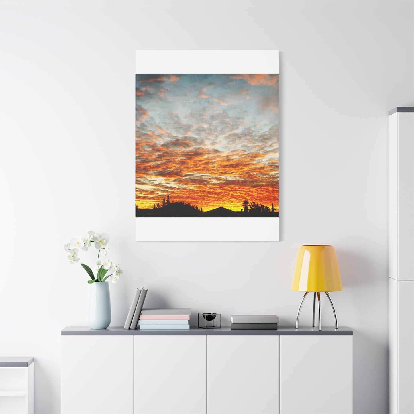 Sunset Sky Canvas Print — Orange Cloudscape Matte Stretched Wall Art