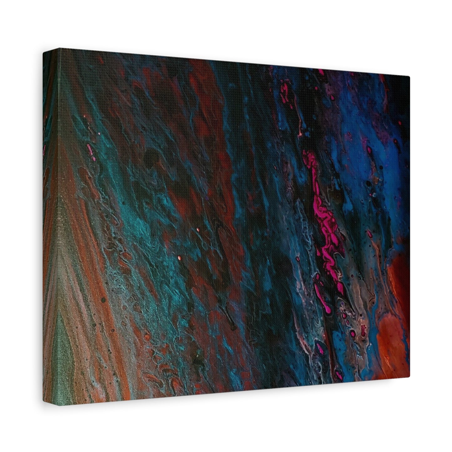 Abstract Fluid Art Canvas Wall Art - Jupiter pour — Vibrant Ocean Night Matte Stretched Canvas