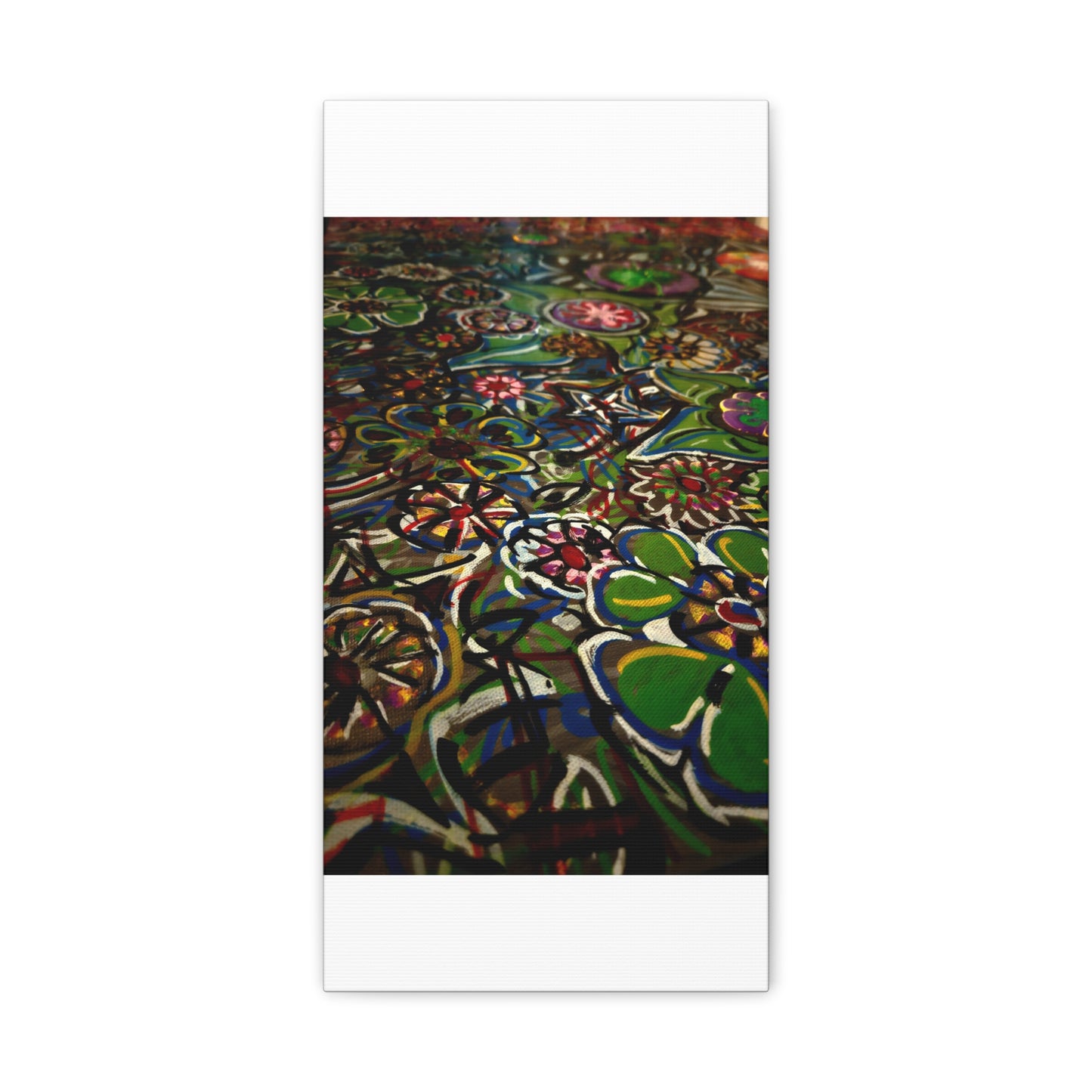 Urban_Gardening - Abstract Floral Canvas Print — Colorful Street-Art Style Stretched Wall Art