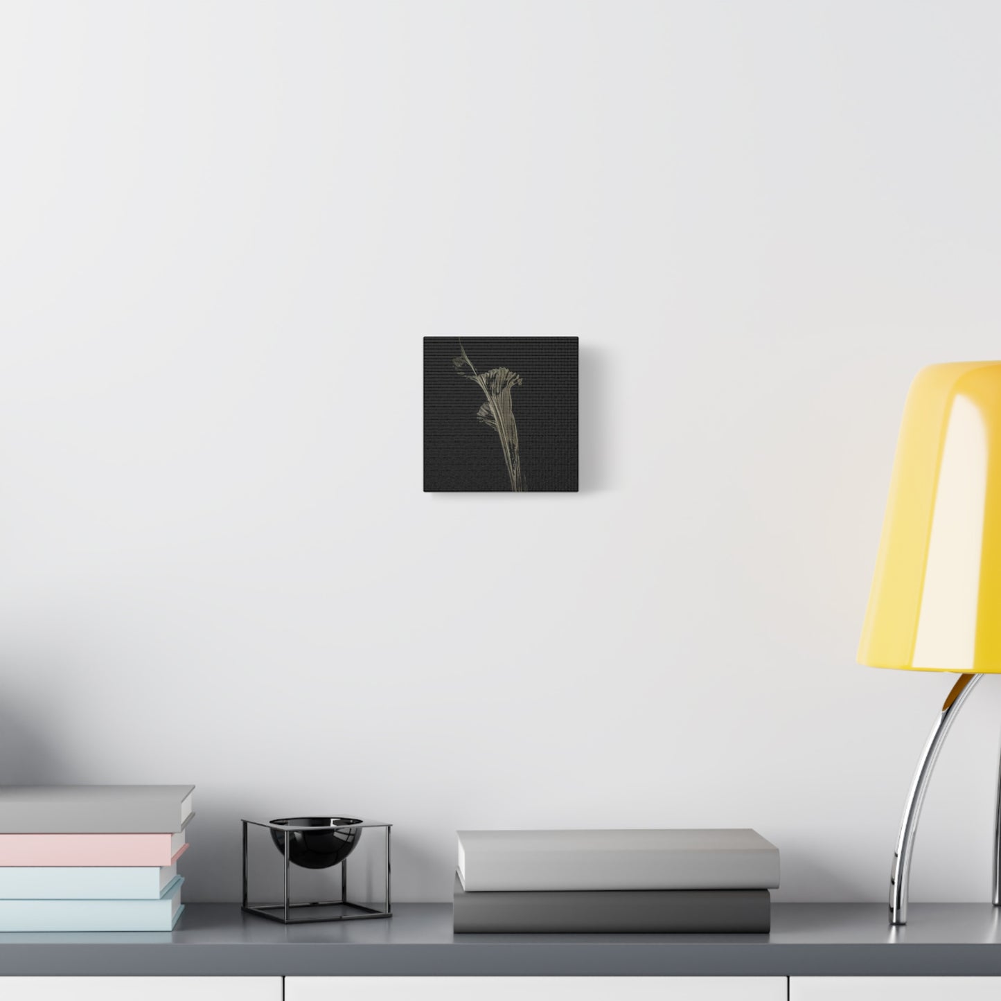 Calla Lilly - Minimalist Botanical Canvas Print — Monochrome Flower Art on Black Matte