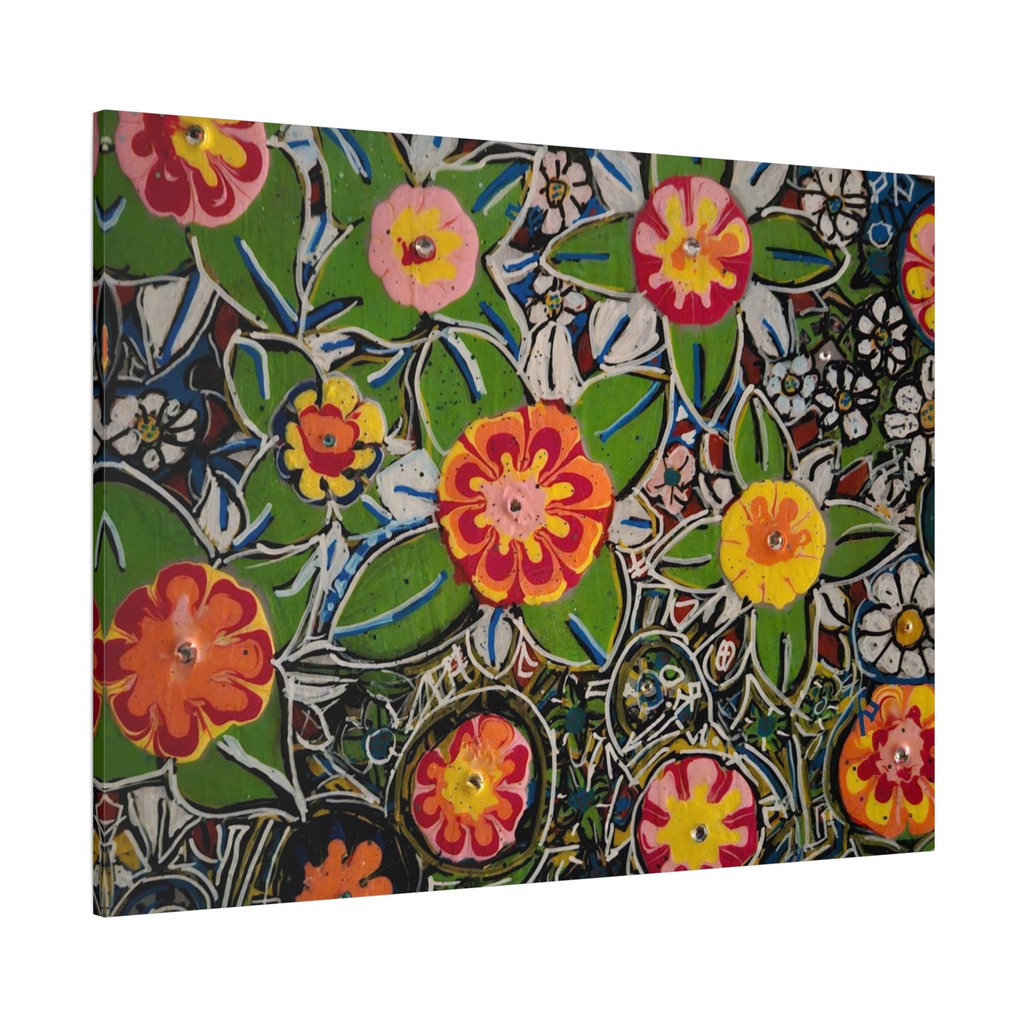 Urban_gardening-04 - Floral Pop Matte Stretched Canvas – Colorful Hand-Painted Garden Wall Art