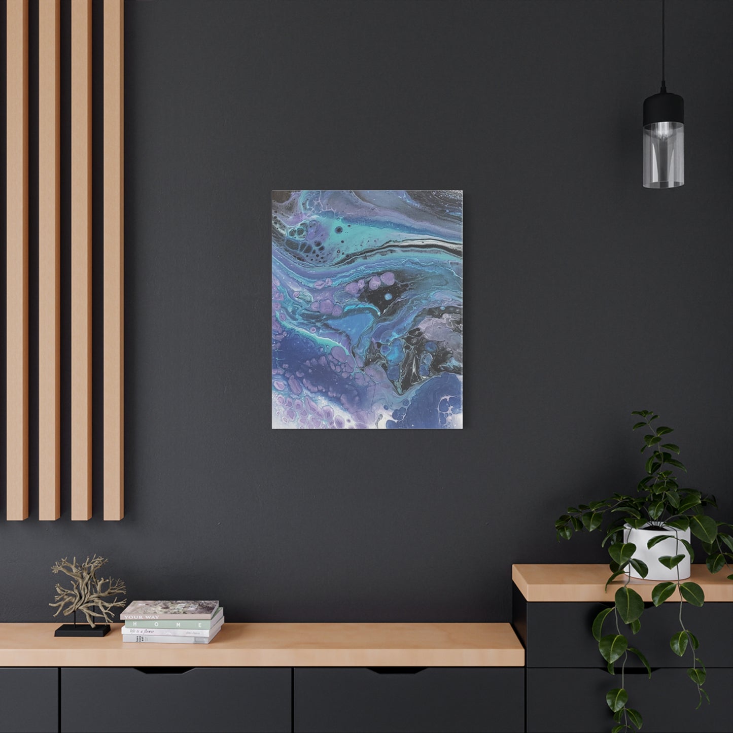 Abstract Ocean Wave Matte Canvas Print — Blue & Purple Fluid Art, Stretched 1.25"