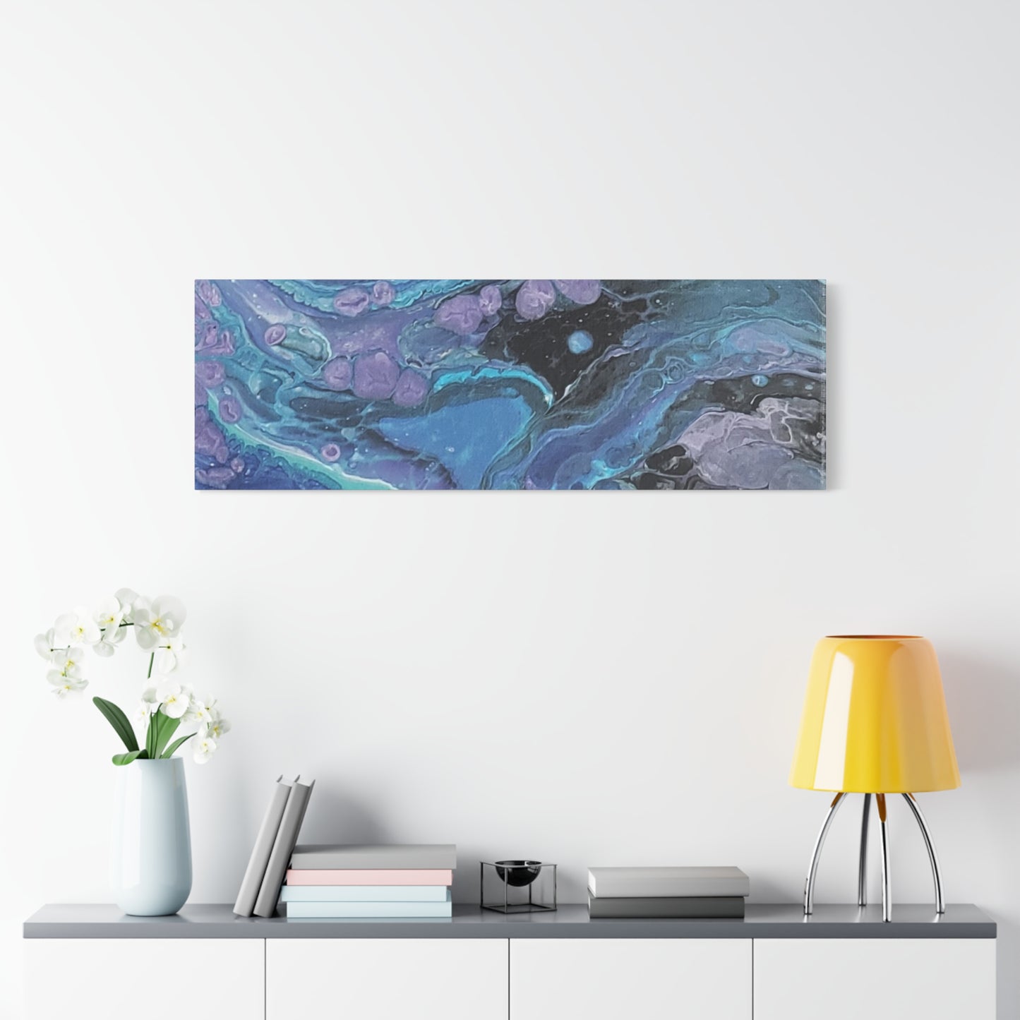Abstract Ocean Wave Matte Canvas Print — Blue & Purple Fluid Art, Stretched 1.25"