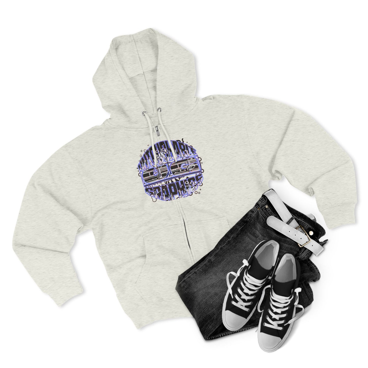 UG-logo - Zip Hoodie with Abstract Cyber Circuit Circle Graphic