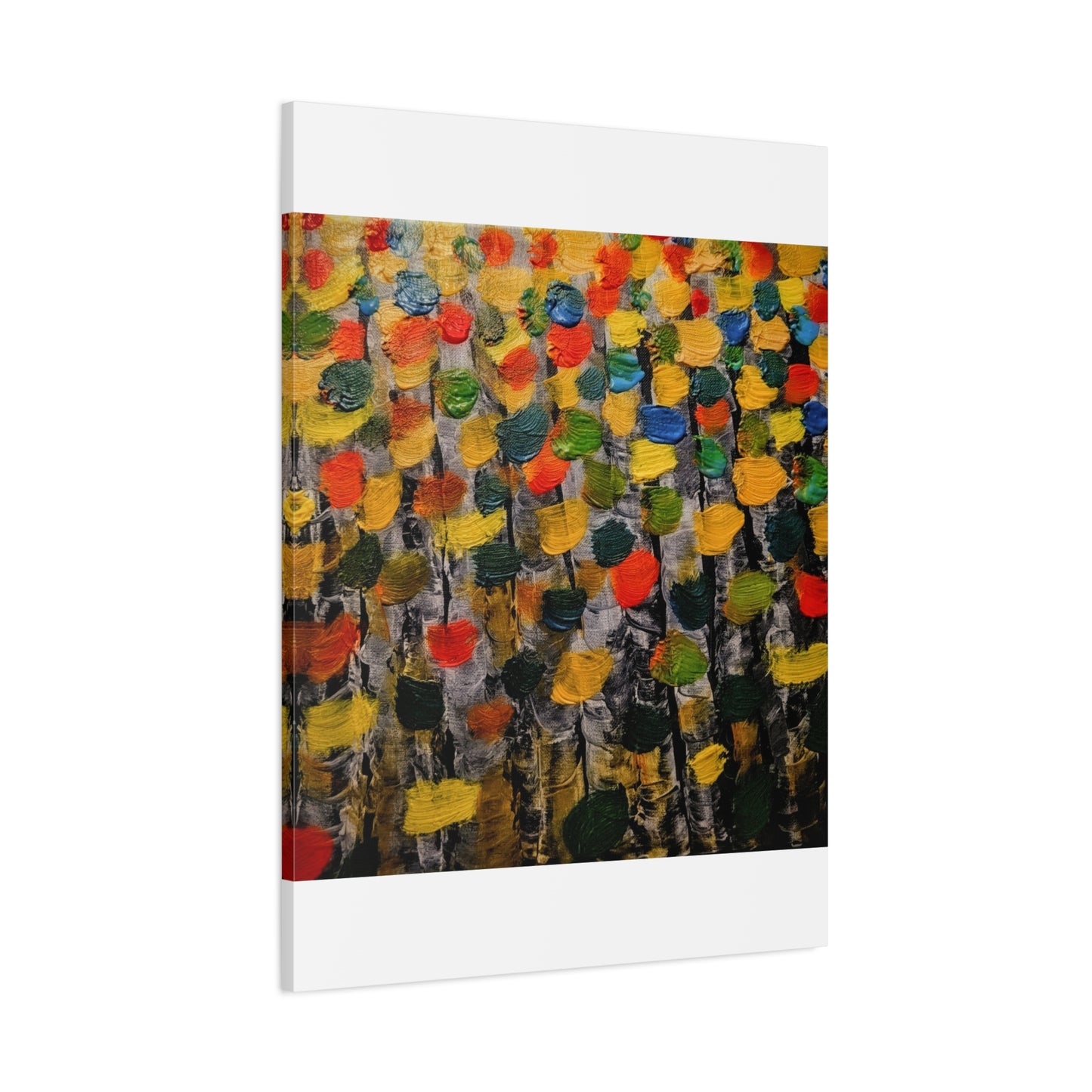 birch trees with color strokes - Abstract Color Bloom Matte Canvas Wall Art — Stretched 1.25"