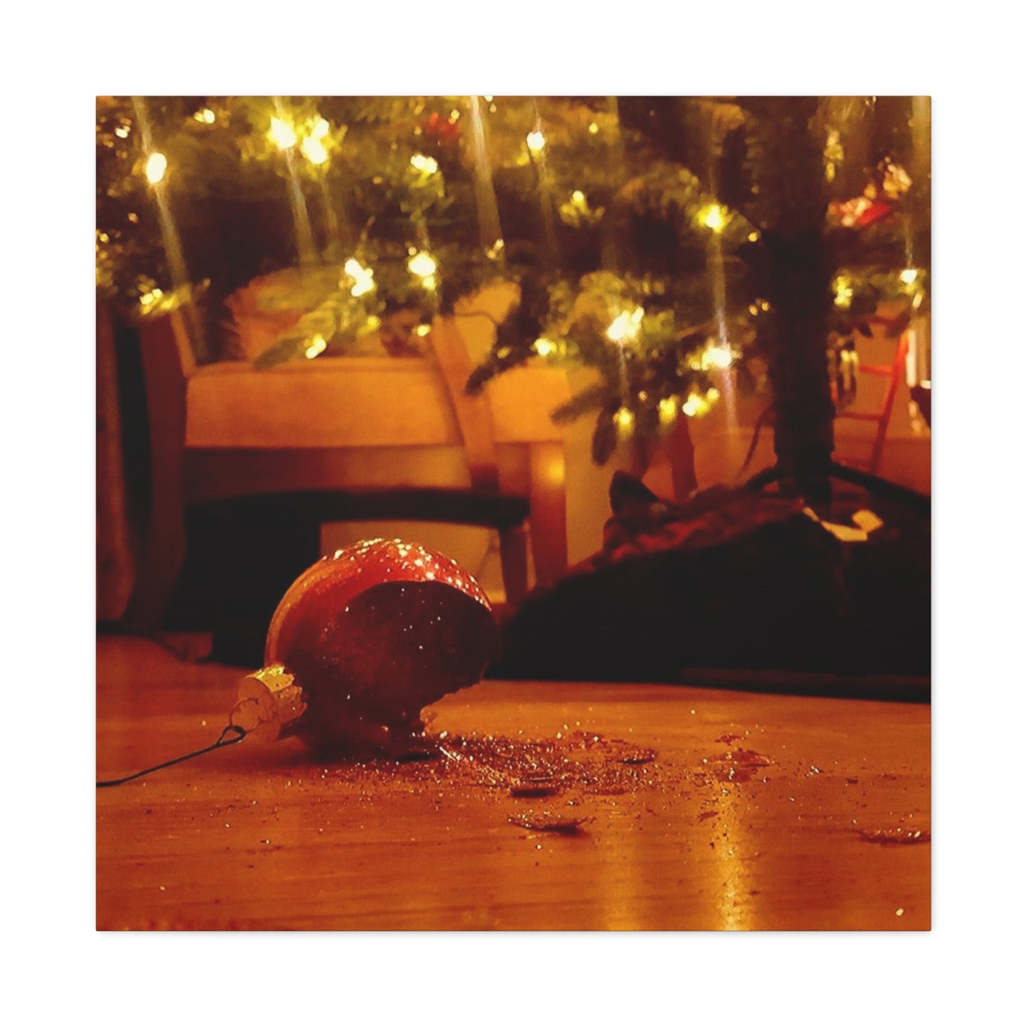 Christmas Tree Ornament Photo Canvas – Cozy Holiday Still Life Wall Art