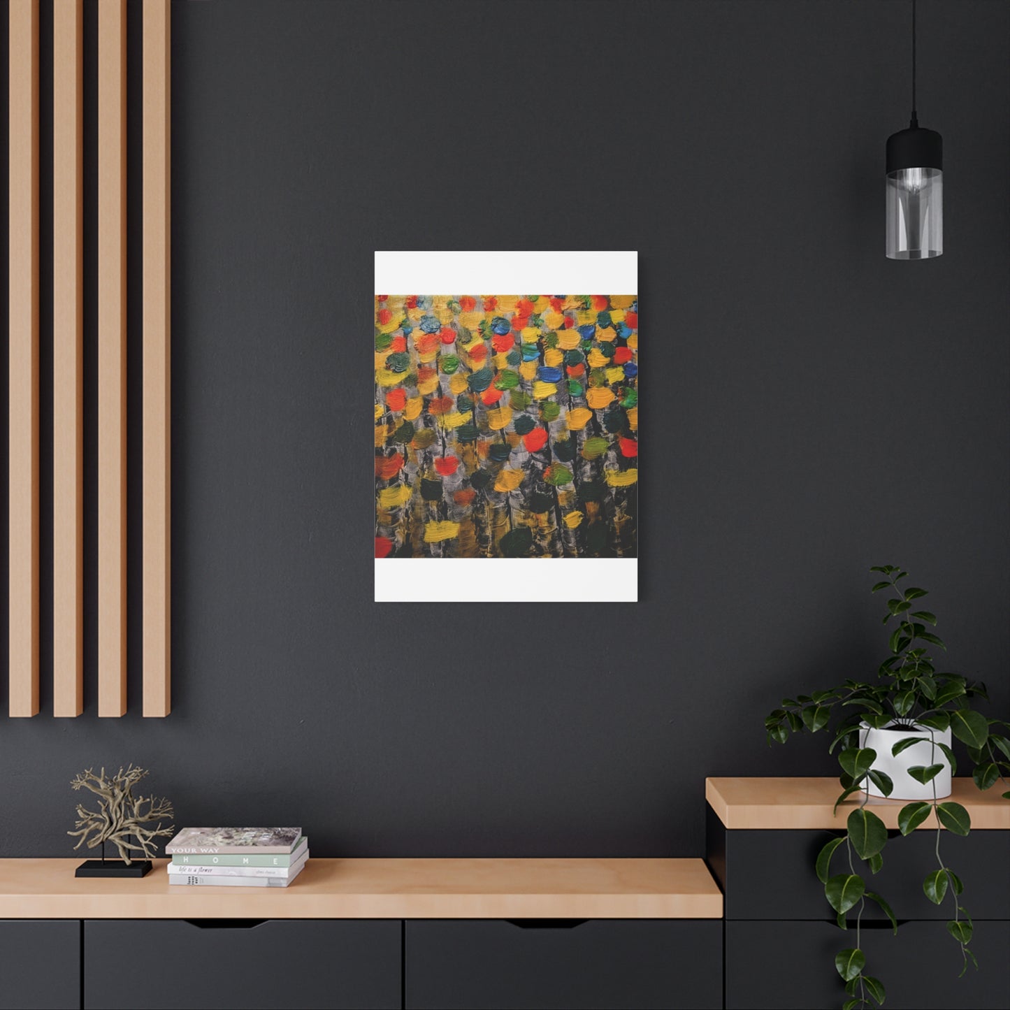 birch trees with color strokes - Abstract Color Bloom Matte Canvas Wall Art — Stretched 1.25"