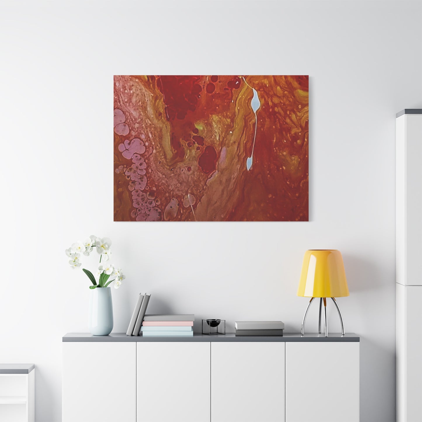 Abstract Red Fluid Art Canvas Print — Matte Stretched Wall Art