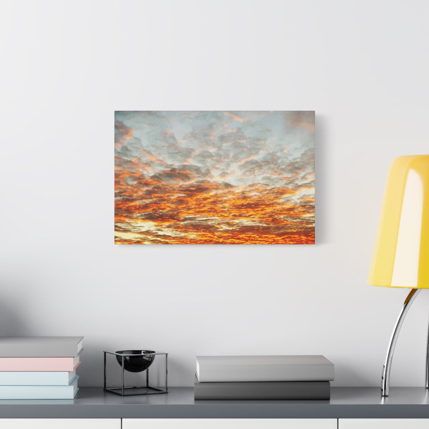 Sunset Sky Canvas Print — Orange Cloudscape Matte Stretched Wall Art