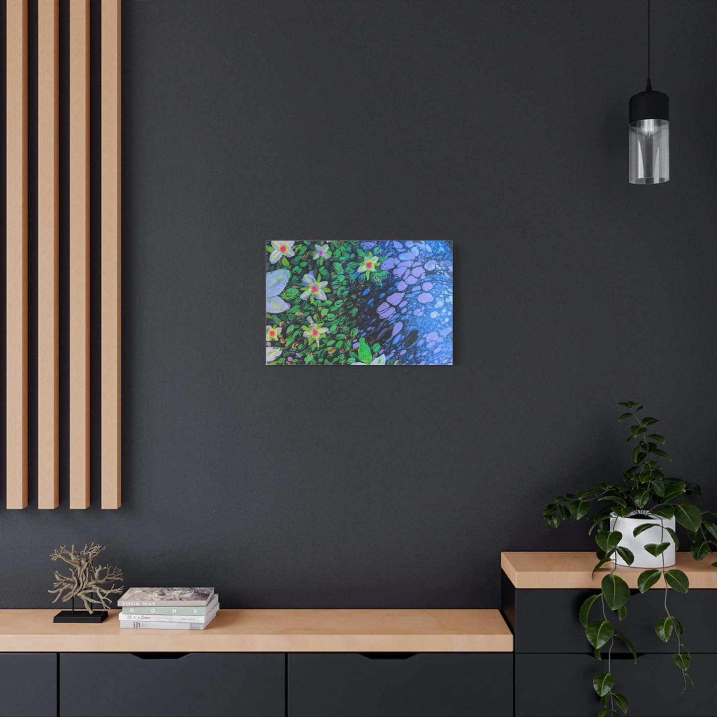 Floetrol&Flowers -  Reef Matte Canvas Wall Art — Blue & Green Abstract Flower Painting