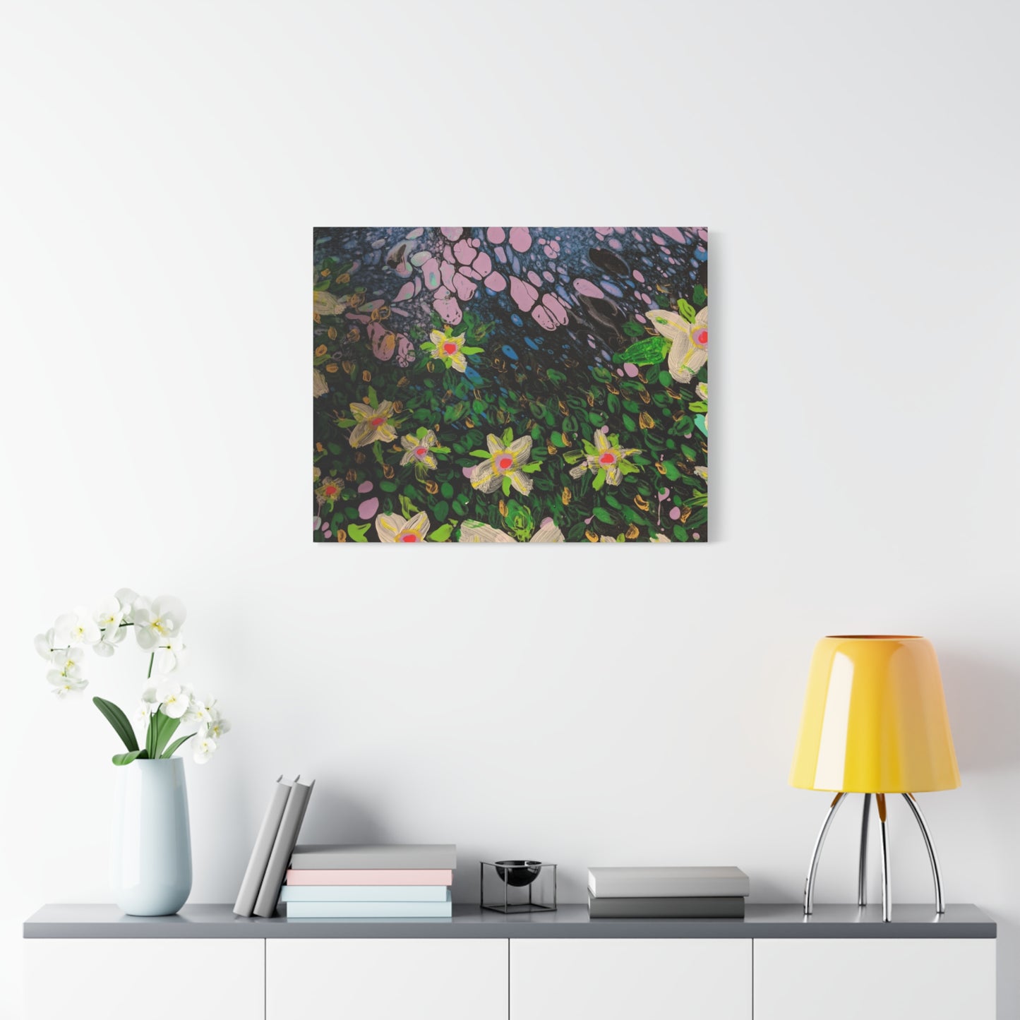 Floetrol&Flowers - Night Pour Garden Matte Canvas Print — Stretched Wall Art