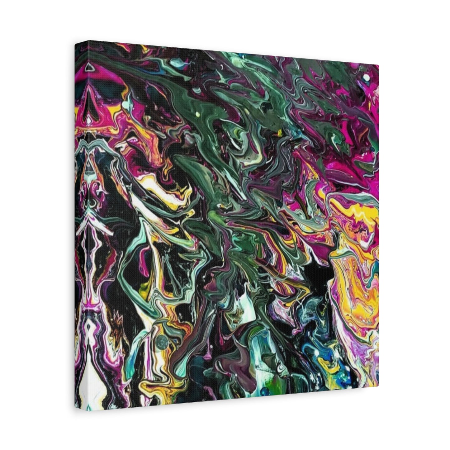 chaos in the garden - Abstract Fluid Art Matte Canvas Print - Colorful Swirl Wall Art