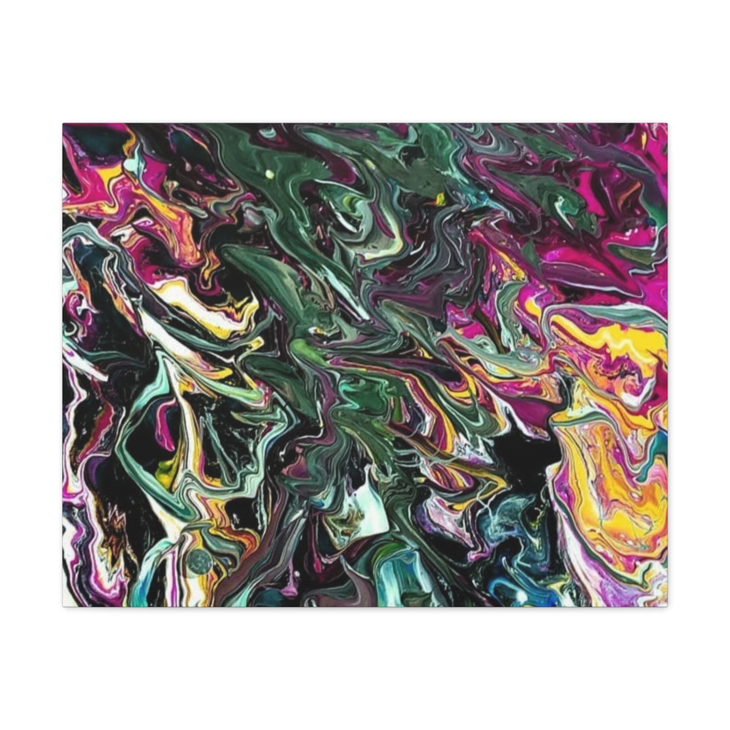chaos in the garden - Abstract Fluid Art Matte Canvas Print - Colorful Swirl Wall Art