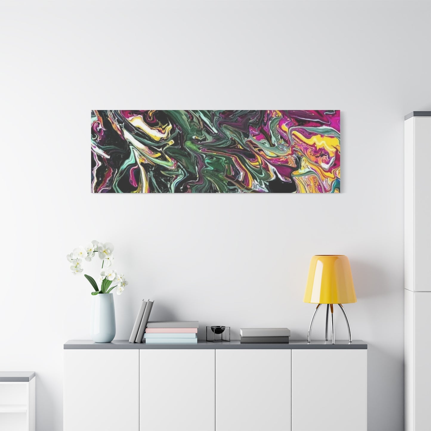 chaos in the garden - Abstract Fluid Art Matte Canvas Print - Colorful Swirl Wall Art
