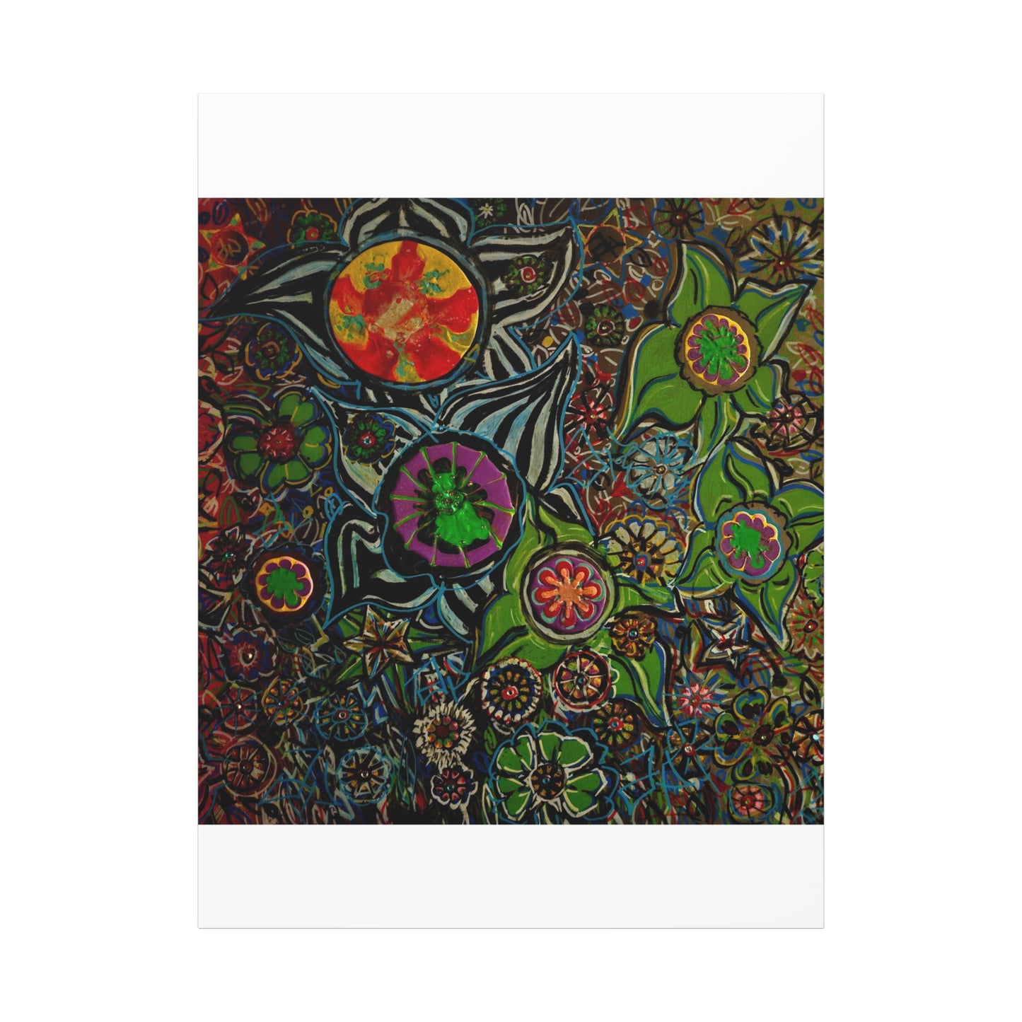 Urban_gardening-03 - Psychedelic Floral Canvas Print — Vibrant Abstract Garden Wall Art