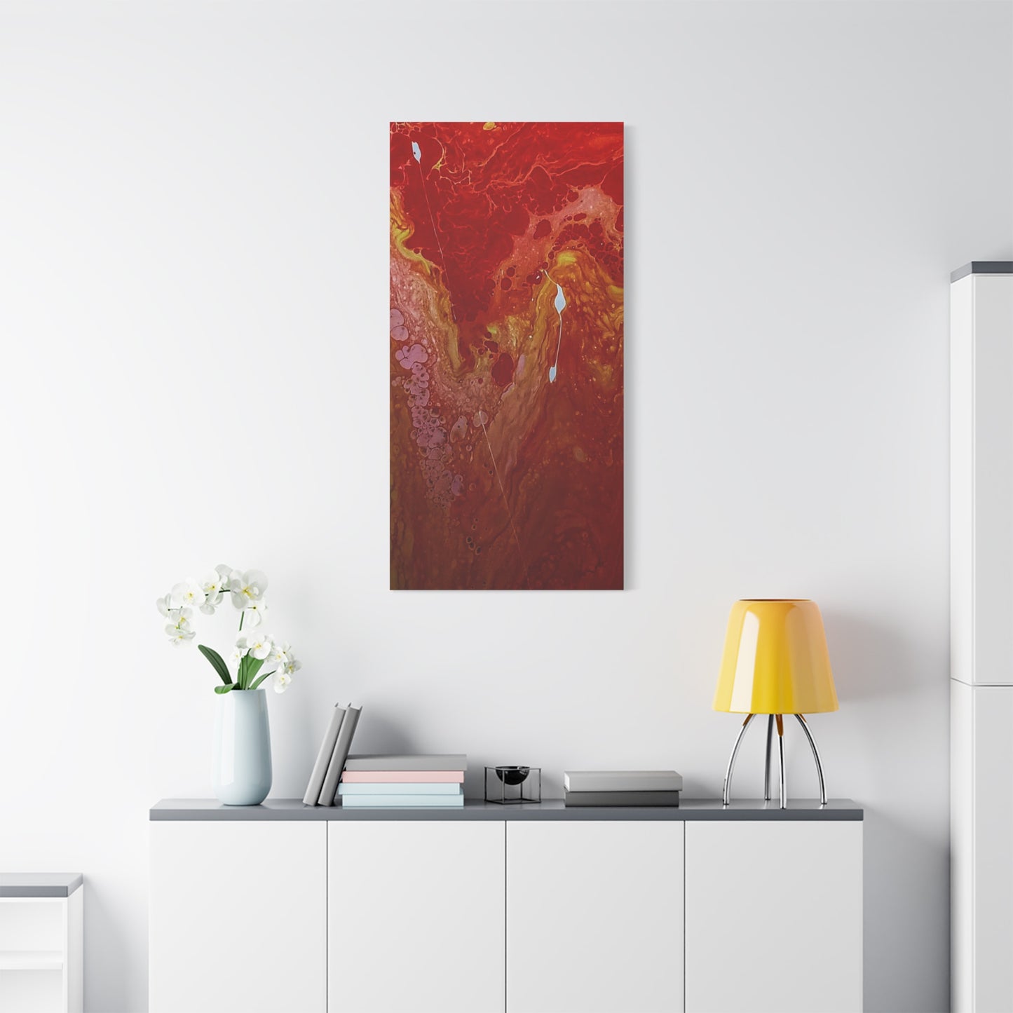 Abstract Red Fluid Art Canvas Print — Matte Stretched Wall Art