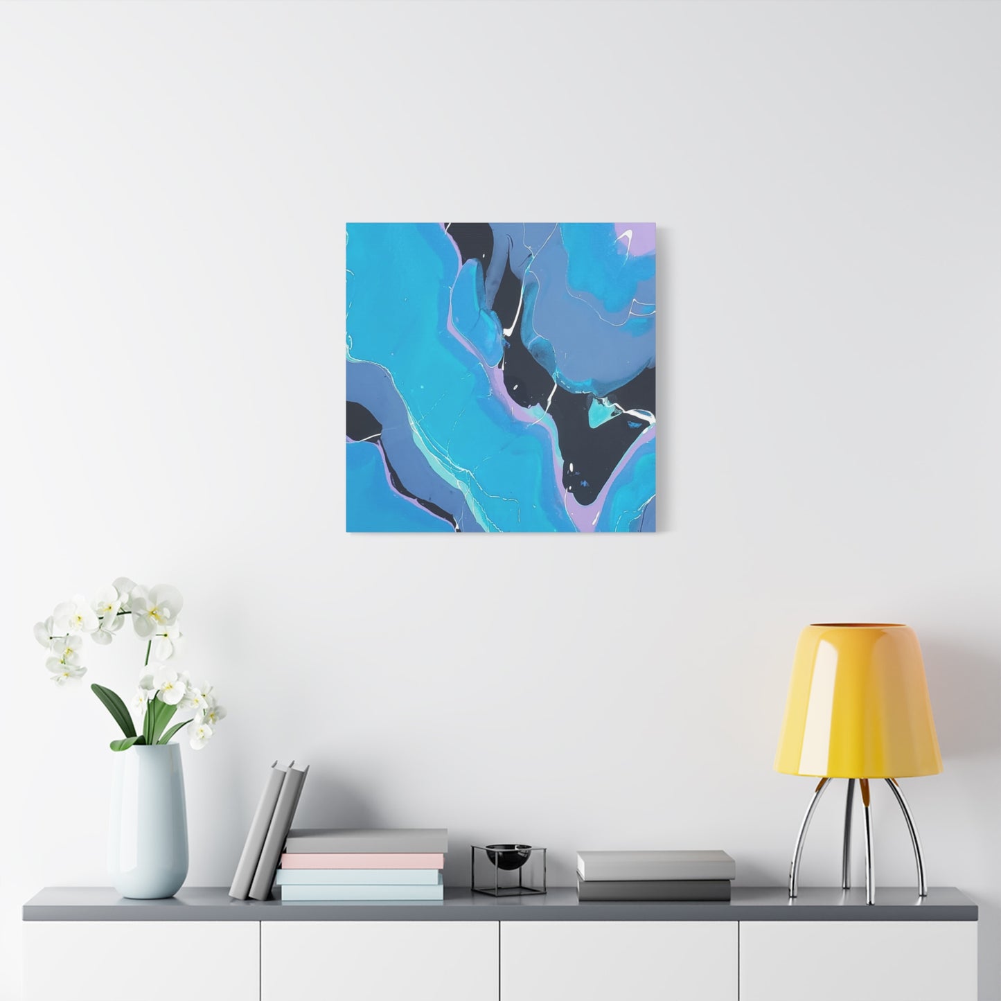 Abstract Blue Fluid Art Canvas Print — Matte Stretched Wall Art 1.25"